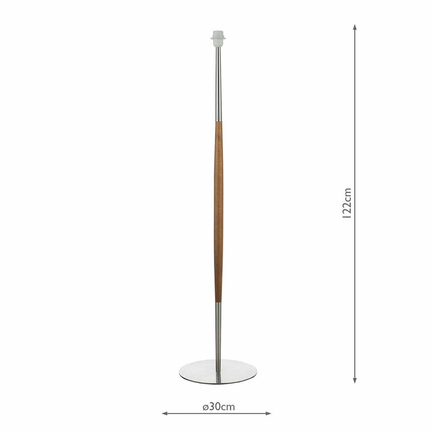 dar lighting Detroit Floor Lamp Satin Nickel Walnut Detail Base Only DET4946