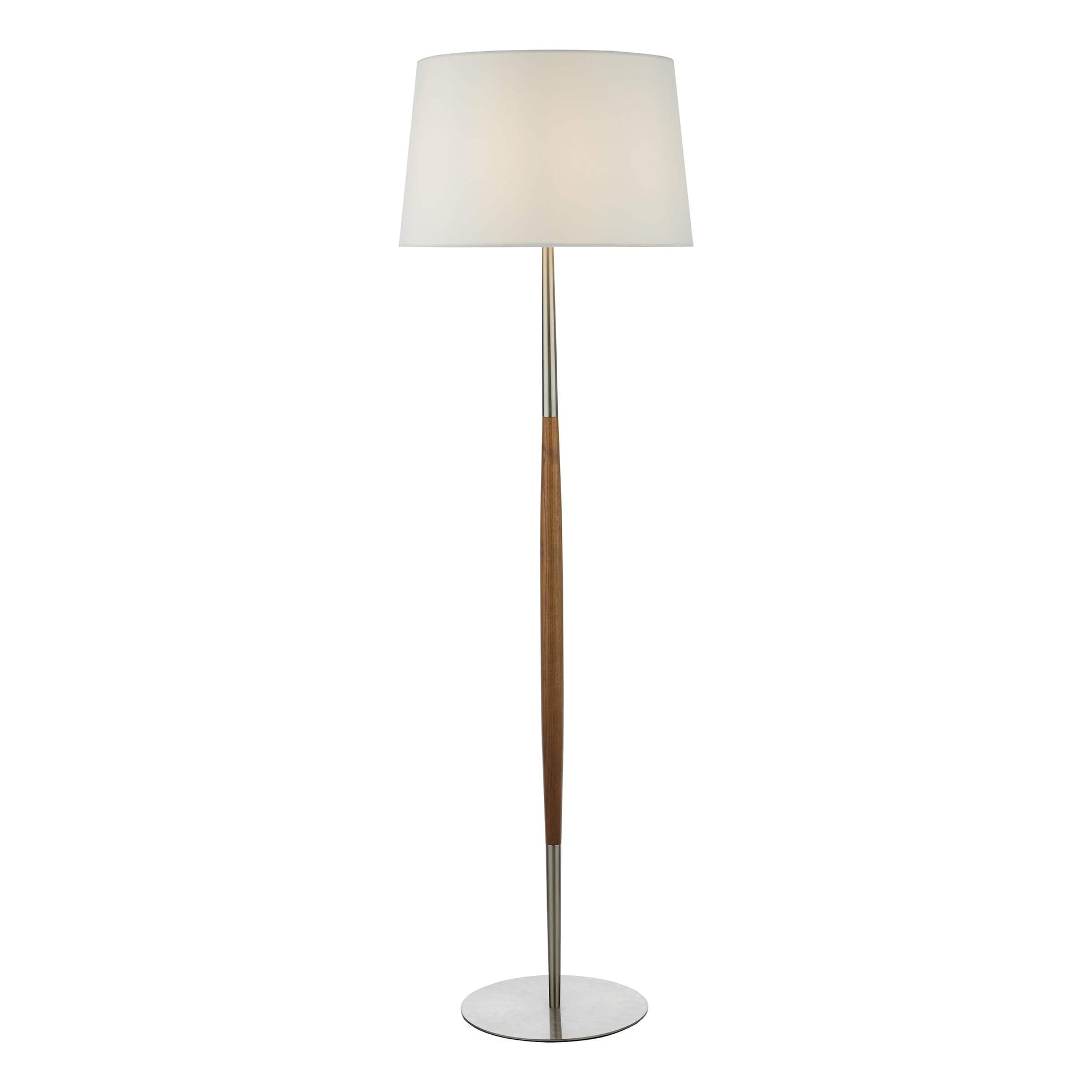 dar lighting Detroit Floor Lamp Satin Nickel Walnut Detail Base Only DET4946