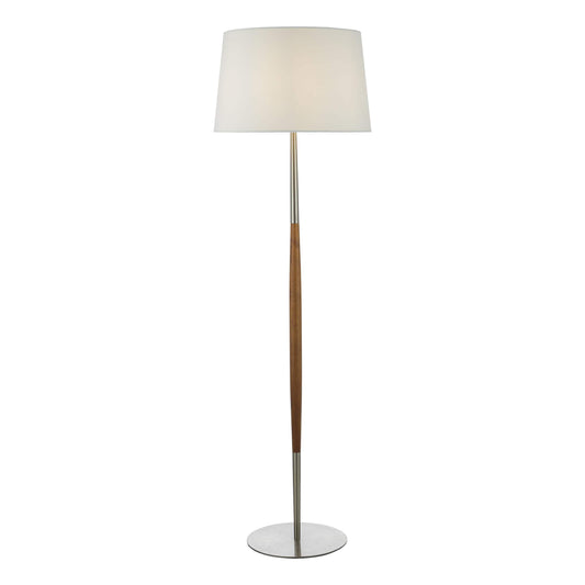 dar lighting Detroit Floor Lamp Satin Nickel Walnut Detail Base Only DET4946