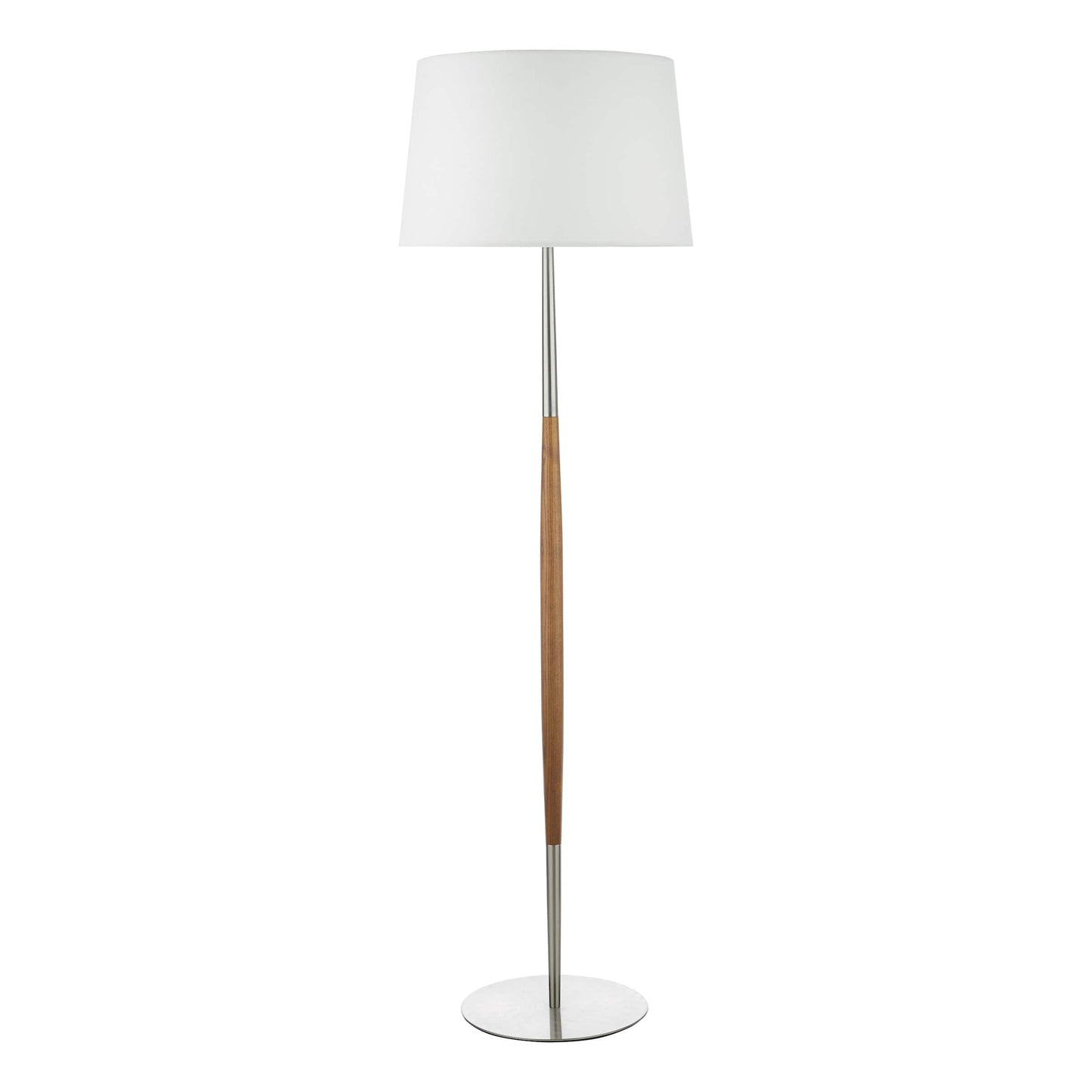 dar lighting Detroit Floor Lamp Satin Nickel Walnut Detail Base Only DET4946