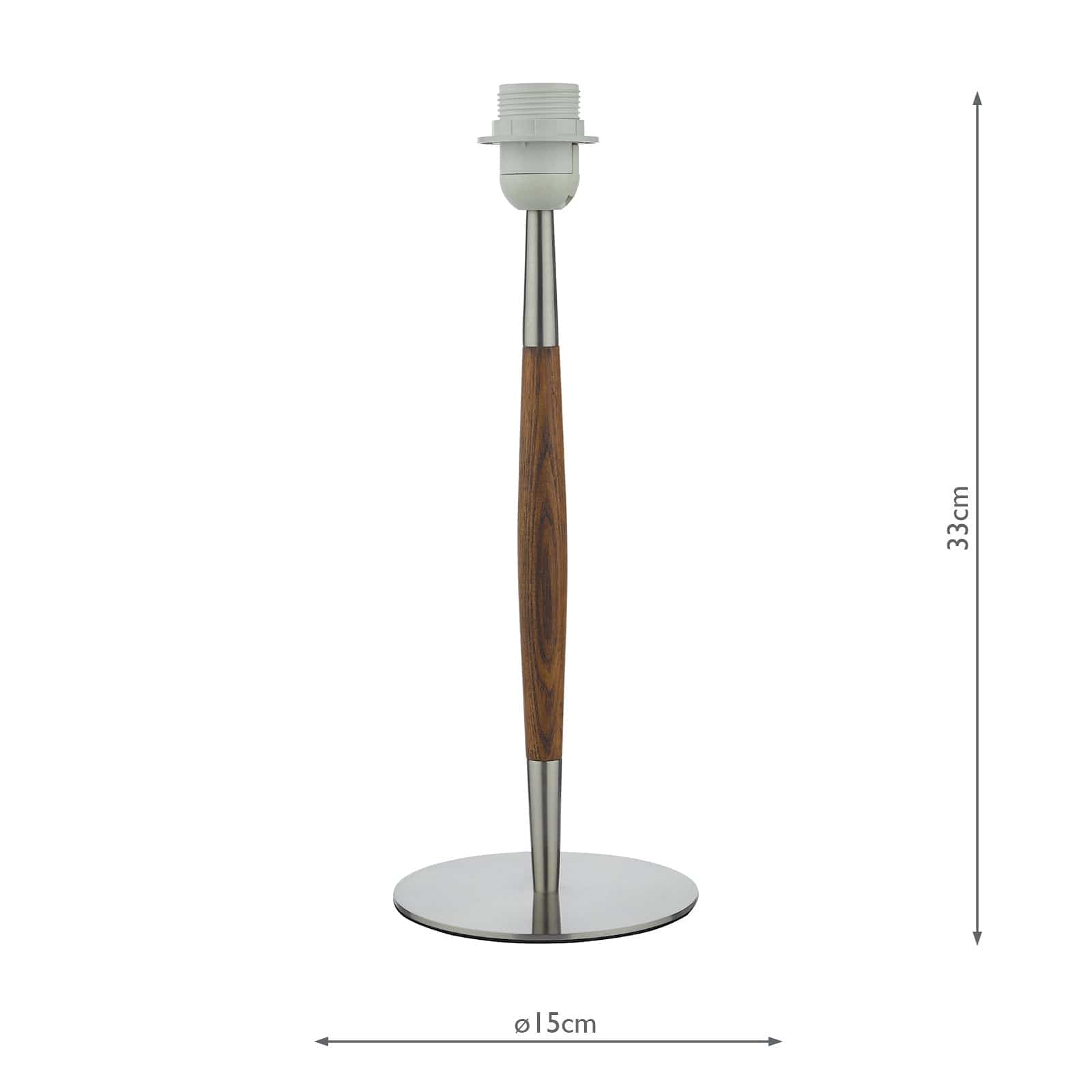 dar lighting Detroit Table Lamp Satin Nickel Walnut Detail Base Only DET4246