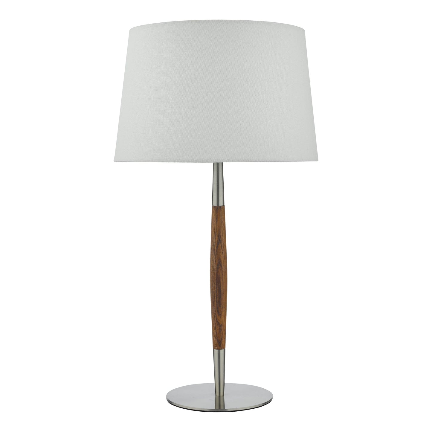 dar lighting Detroit Table Lamp Satin Nickel Walnut Detail Base Only DET4246