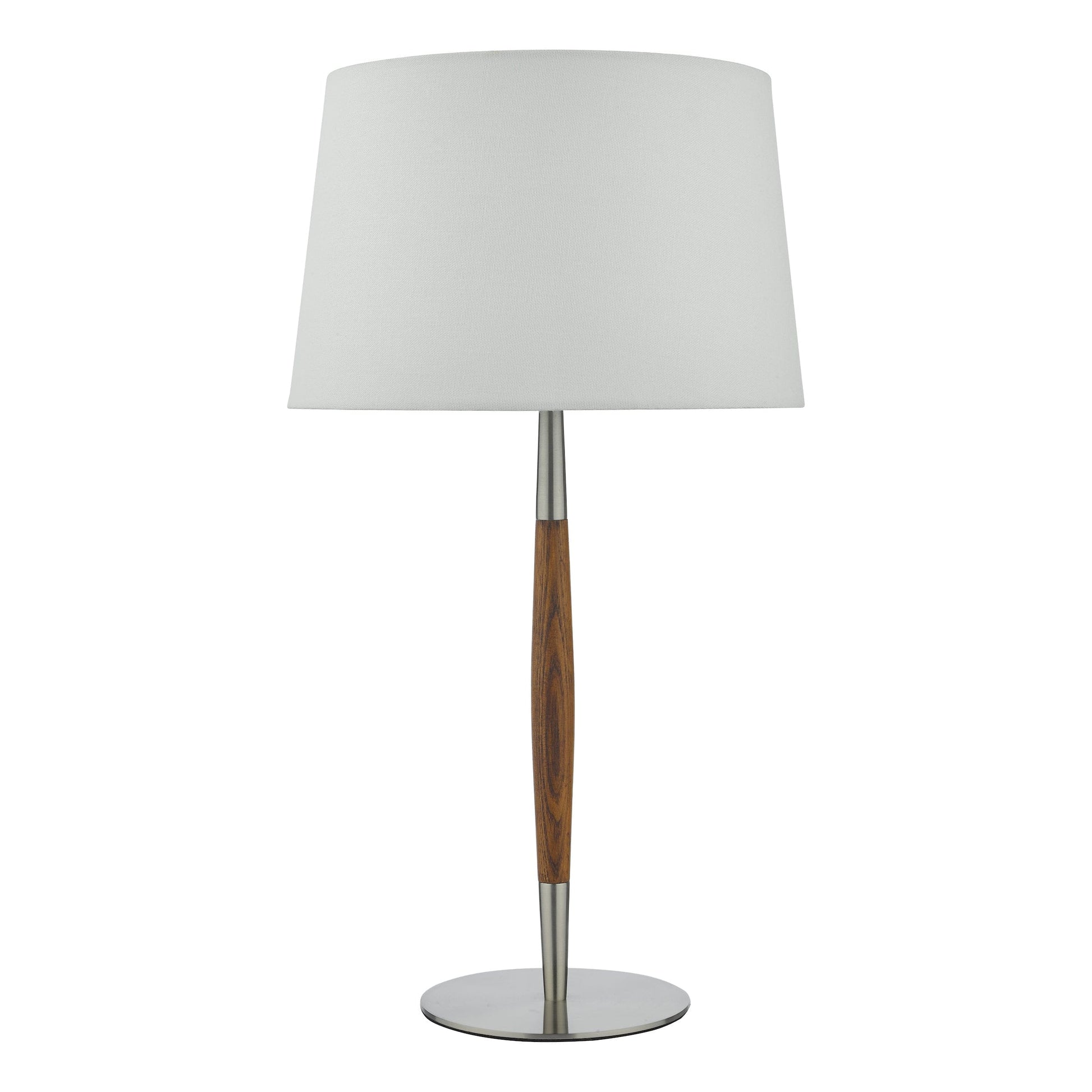 dar lighting Detroit Table Lamp Satin Nickel Walnut Detail Base Only DET4246