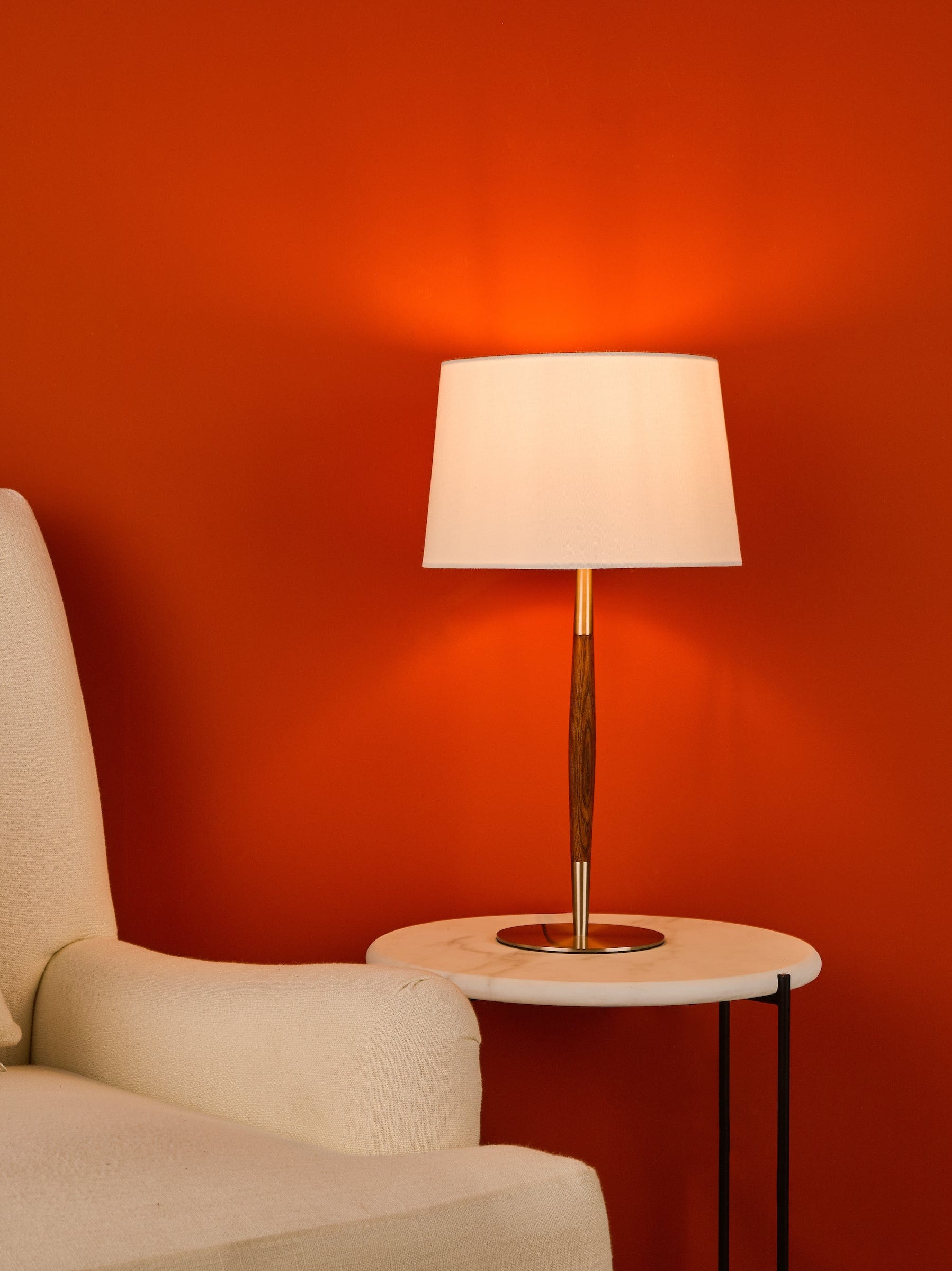 dar lighting Detroit Table Lamp Satin Nickel Walnut Detail Base Only DET4246