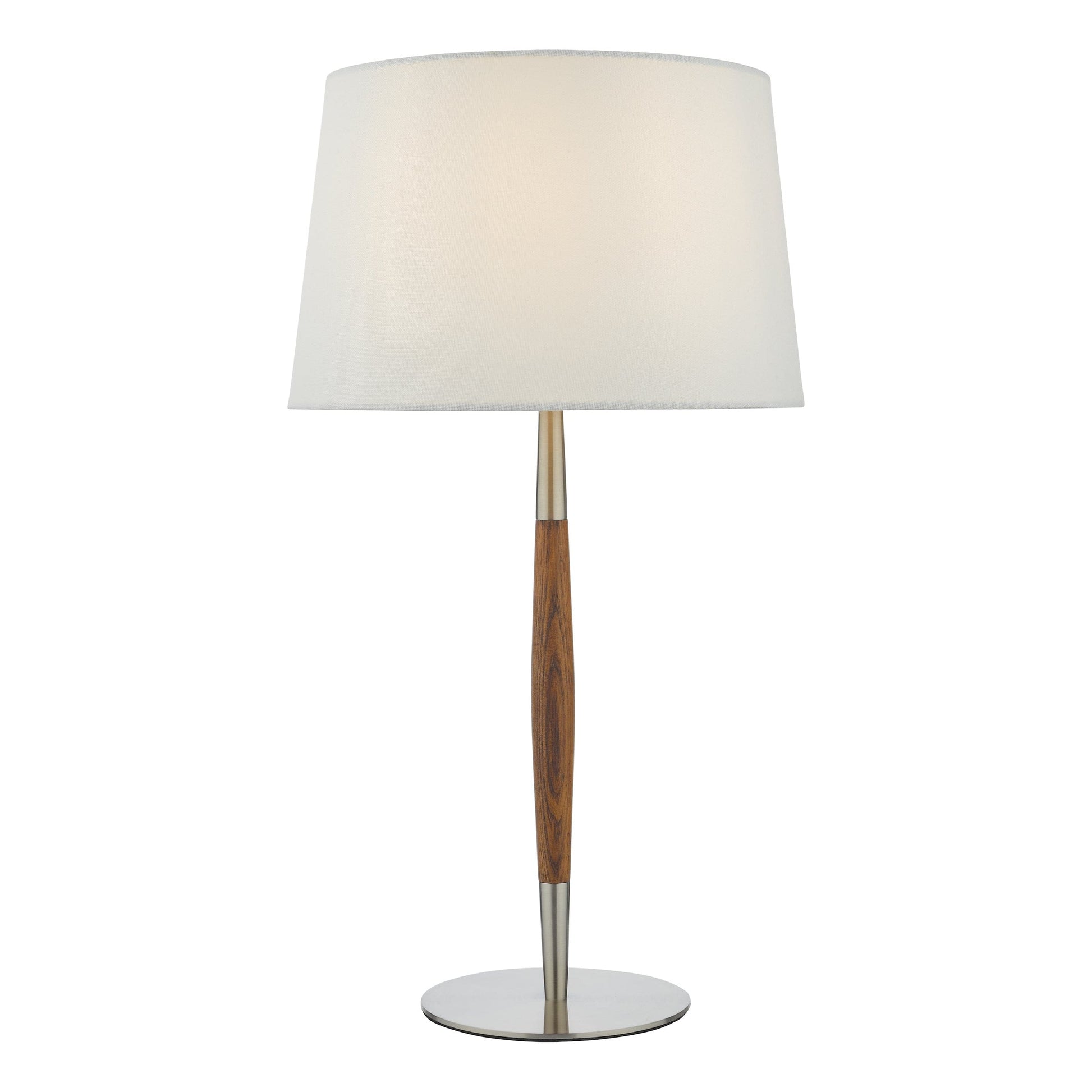 dar lighting Detroit Table Lamp Satin Nickel Walnut Detail Base Only DET4246