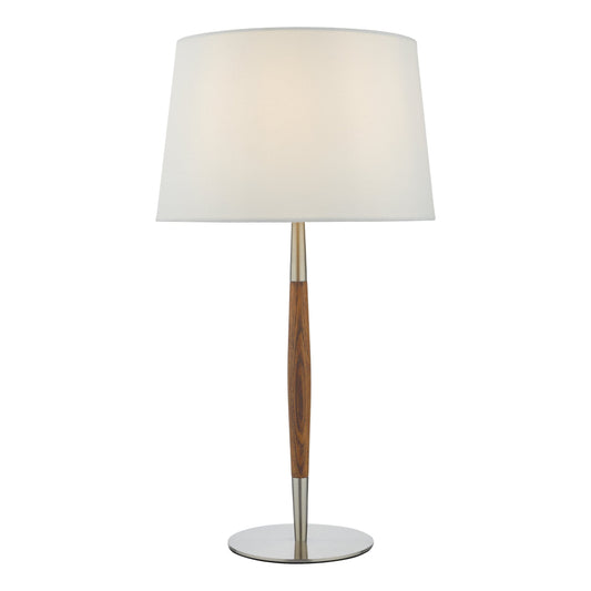 dar lighting Detroit Table Lamp Satin Nickel Walnut Detail Base Only DET4246