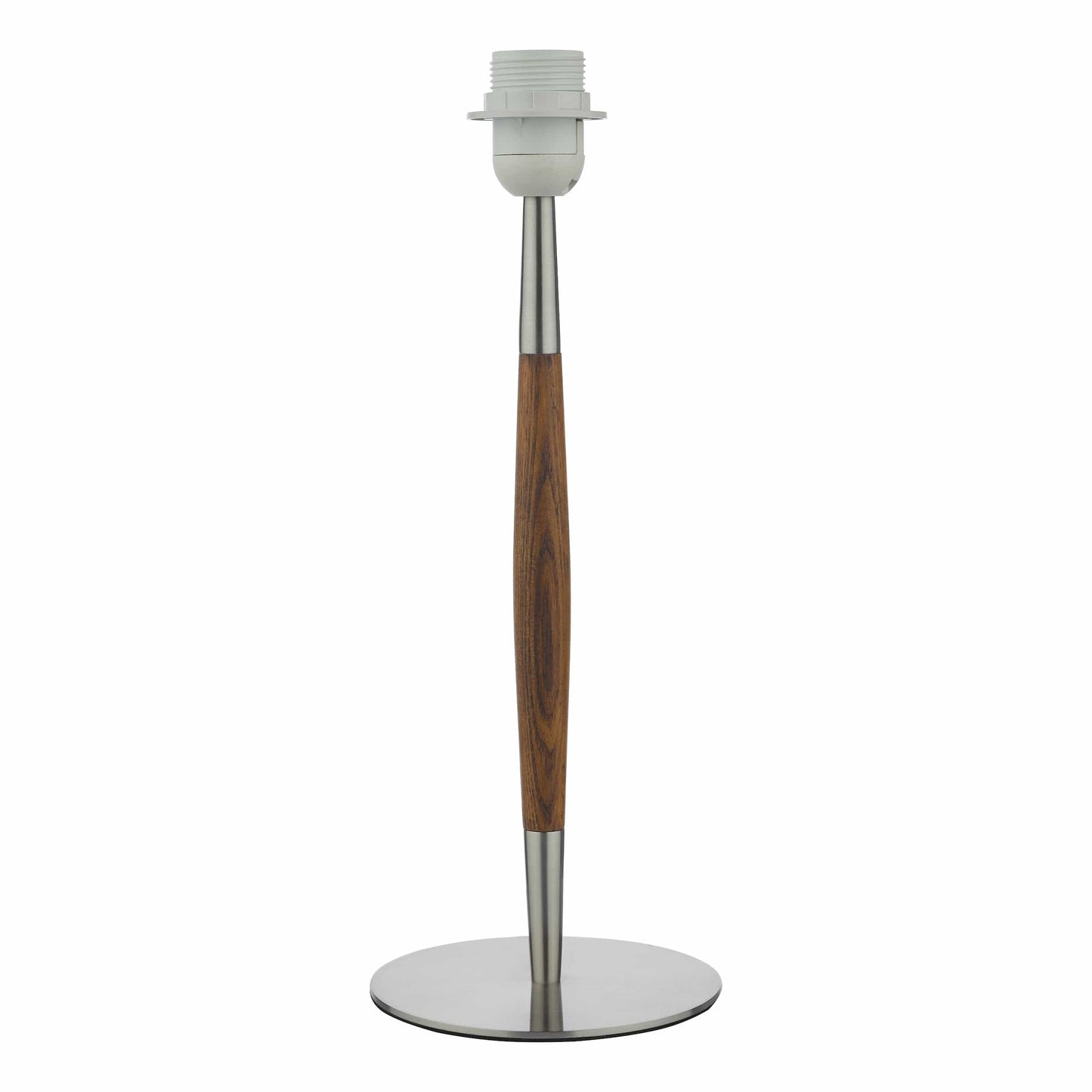 dar lighting Detroit Table Lamp Satin Nickel Walnut Detail Base Only DET4246
