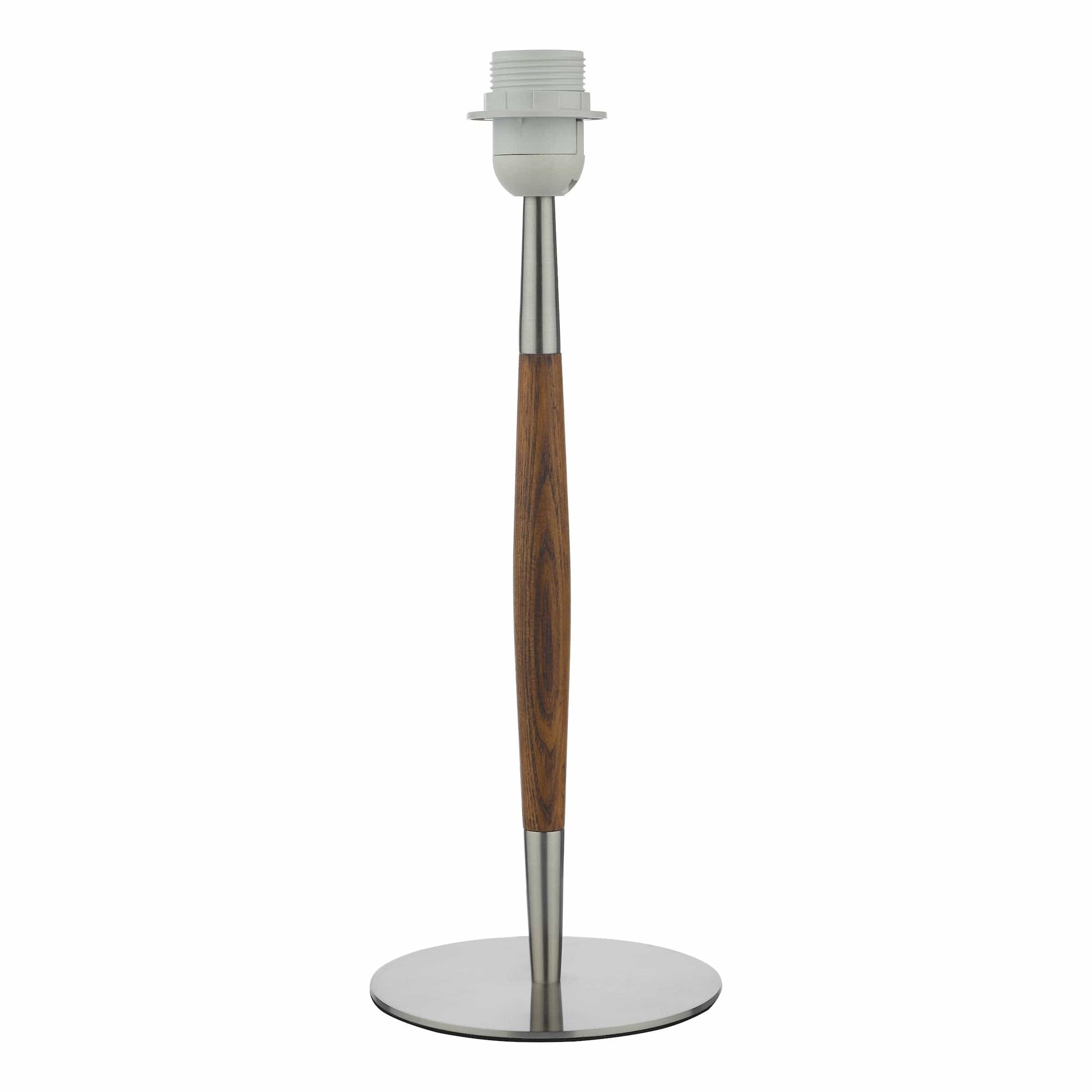 dar lighting Detroit Table Lamp Satin Nickel Walnut Detail Base Only DET4246
