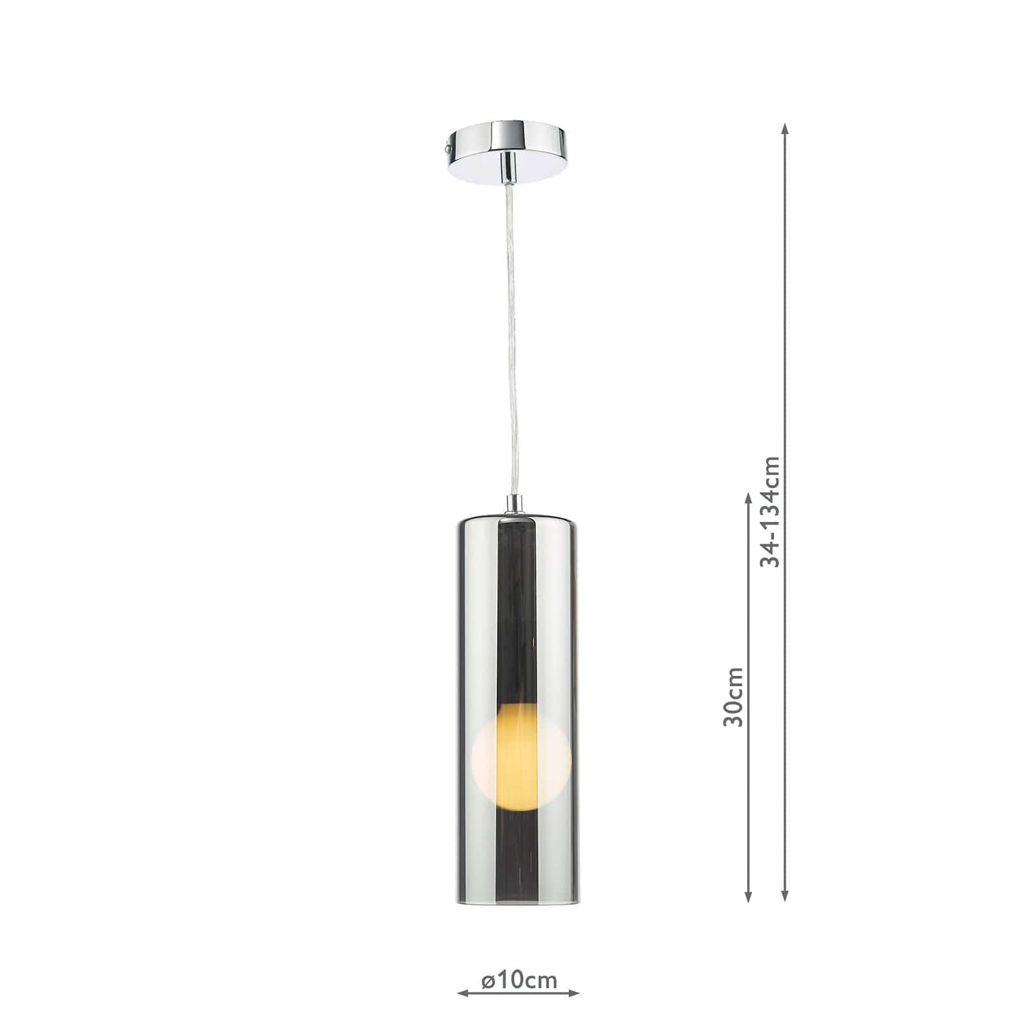 dar lighting Diaz Pendant Smoked Glass and Polished Chrome DIA0110