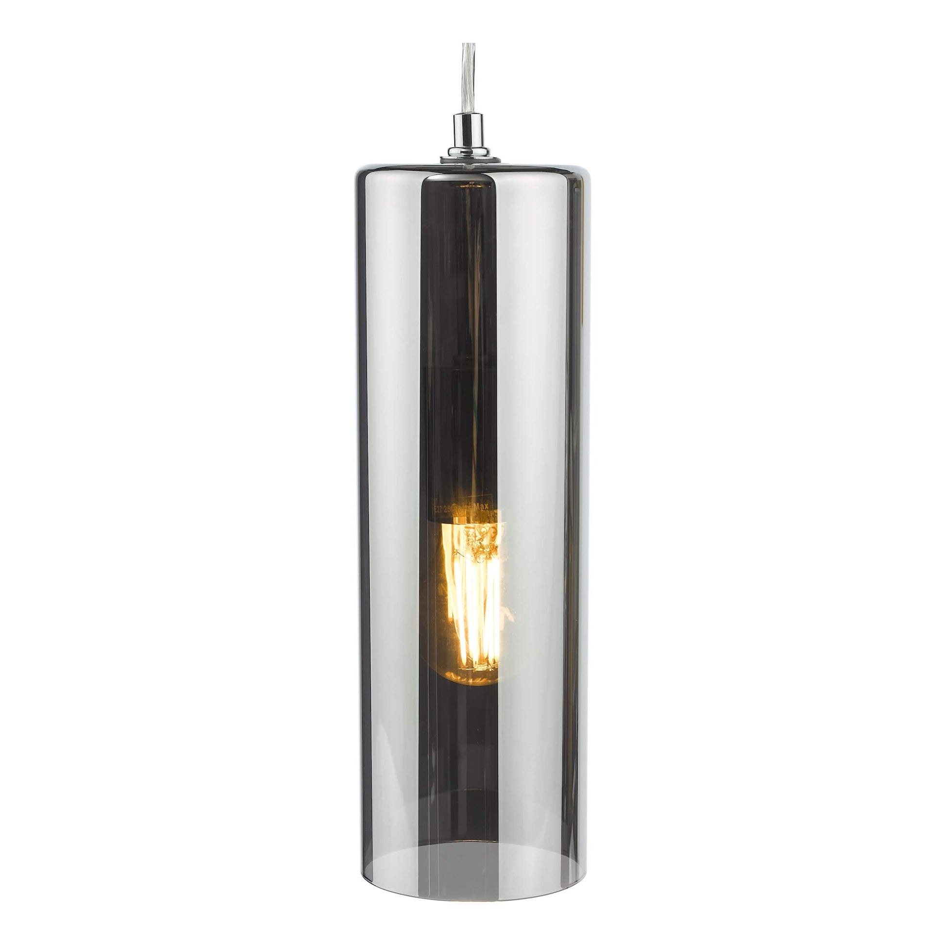 dar lighting Diaz Pendant Smoked Glass and Polished Chrome DIA0110