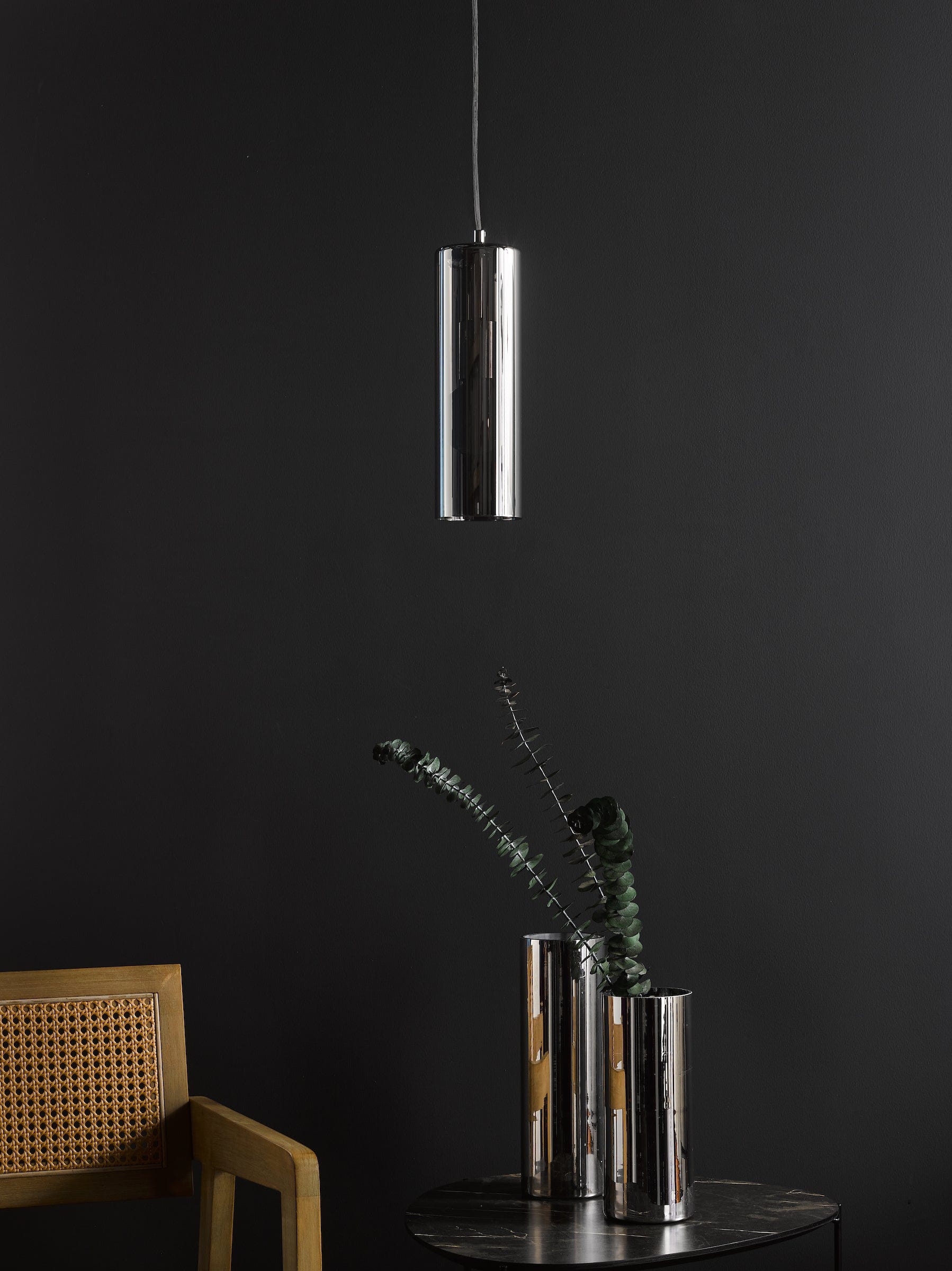 dar lighting Diaz Pendant Smoked Glass and Polished Chrome DIA0110