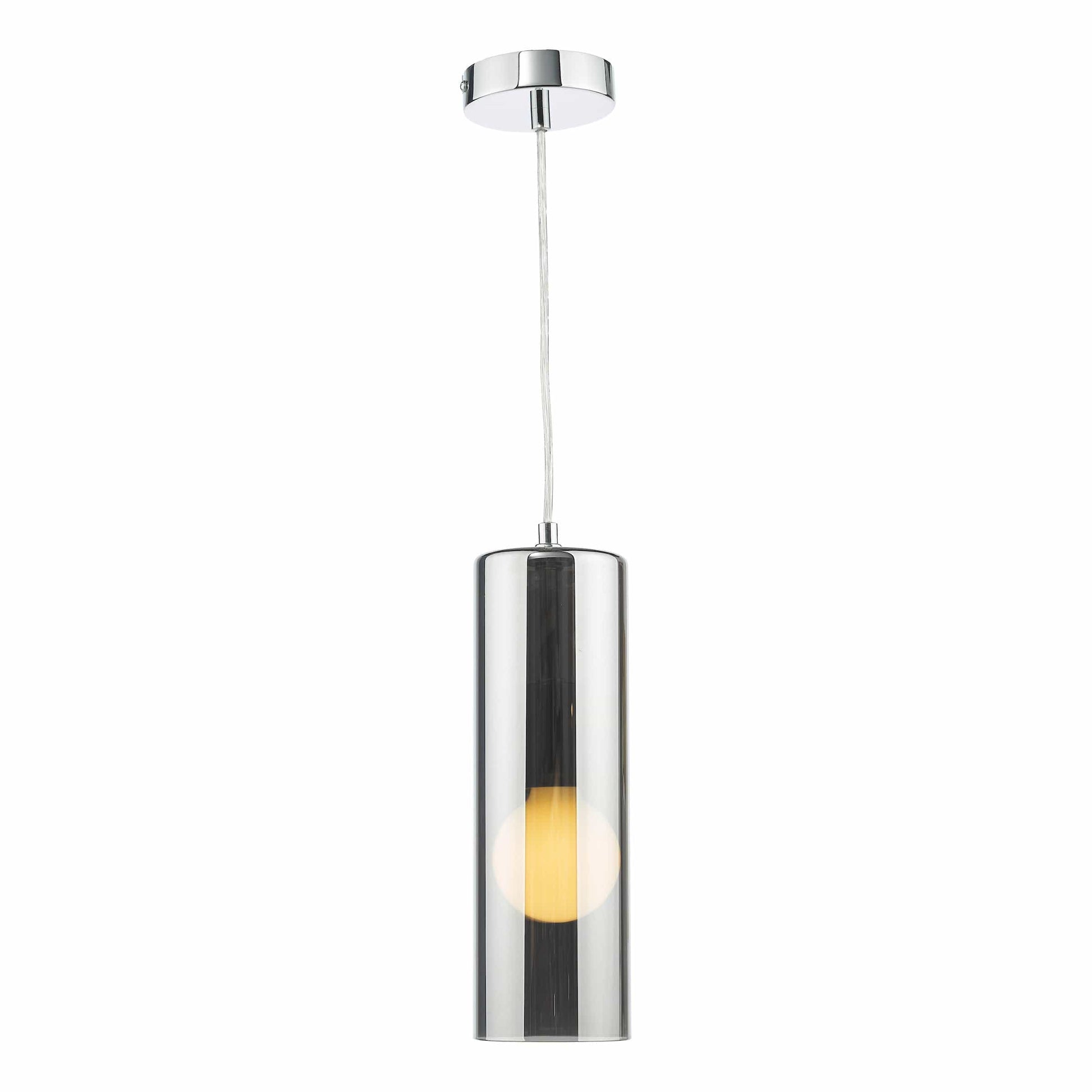 dar lighting Diaz Pendant Smoked Glass and Polished Chrome DIA0110