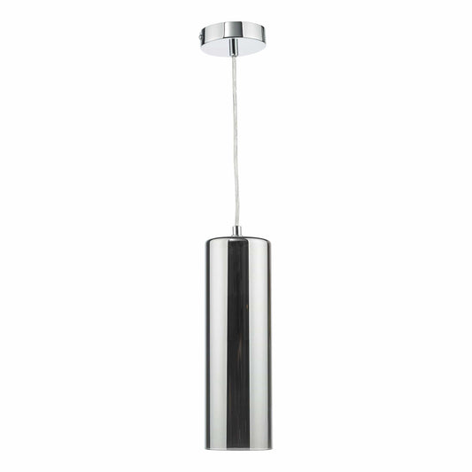 dar lighting Diaz Pendant Smoked Glass and Polished Chrome DIA0110