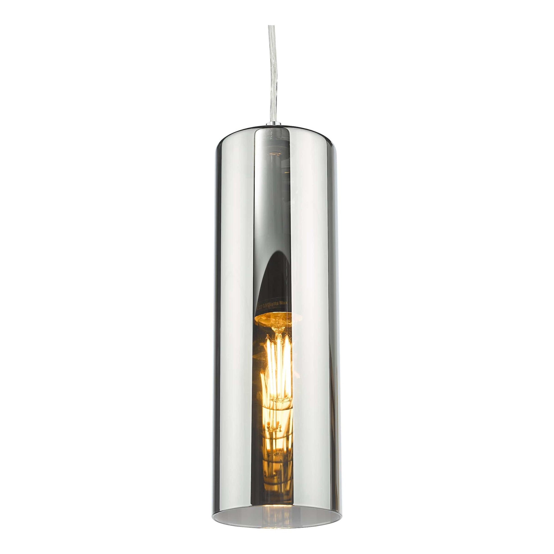 dar lighting Diaz Pendant Smoked Glass and Polished Chrome DIA0110