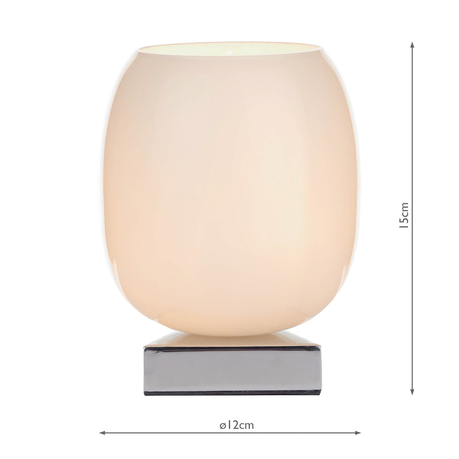 dar lighting Dino Touch Table Lamp Polished Chrome White Glass DIN412