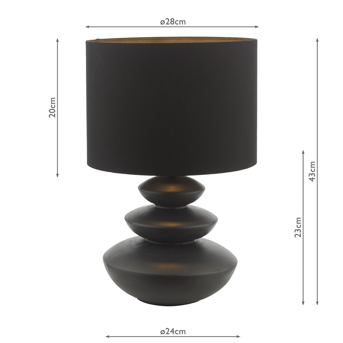 dar lighting Discus Ceramic Table Lamp Black With Shade DIS4222