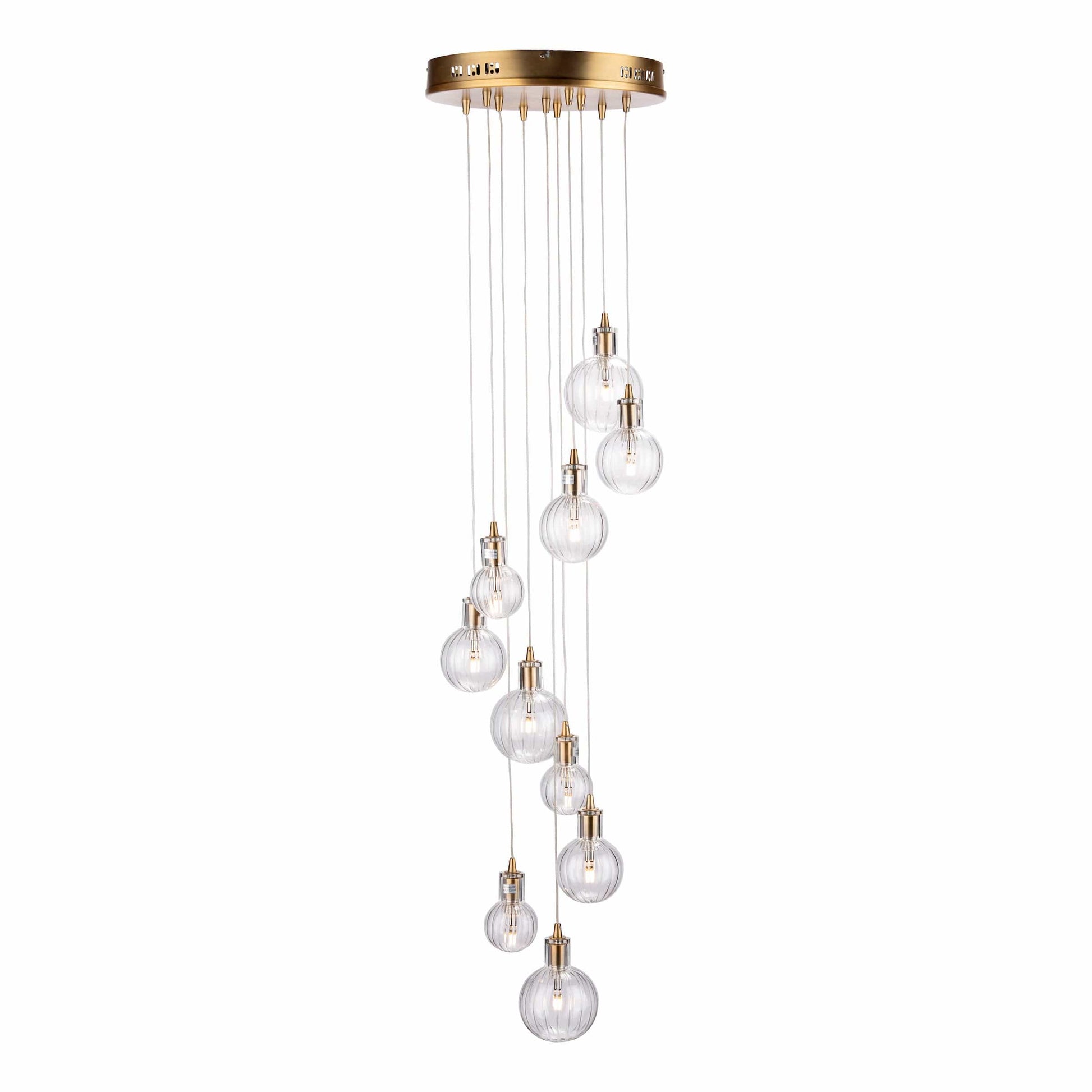 dar lighting Dita 10 Light Cluster Pendant Brass & Glass DIT2342