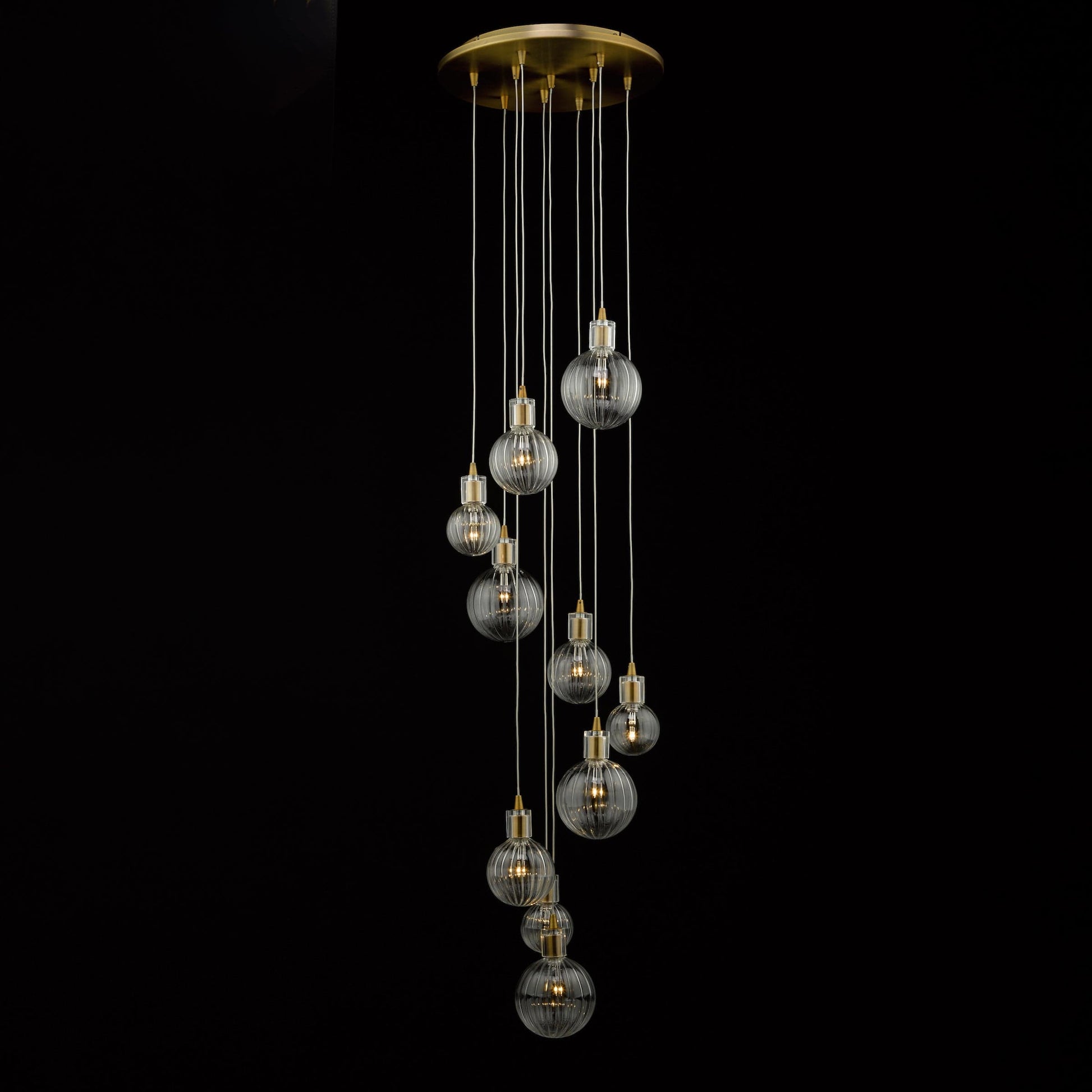 dar lighting Dita 10 Light Cluster Pendant Brass & Glass DIT2342