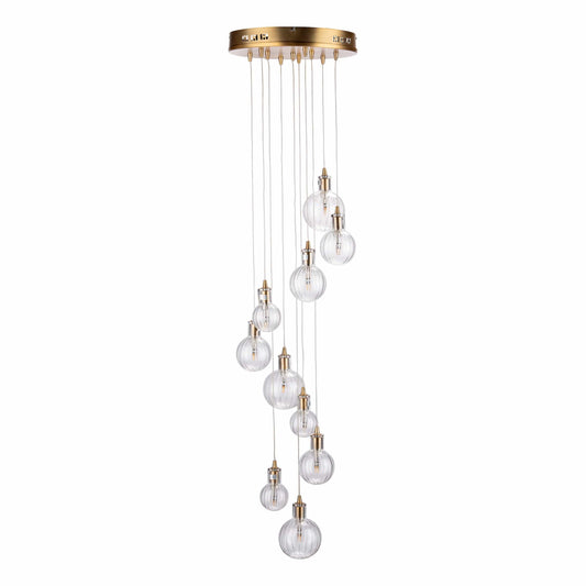 dar lighting Dita 10 Light Cluster Pendant Brass & Glass DIT2342