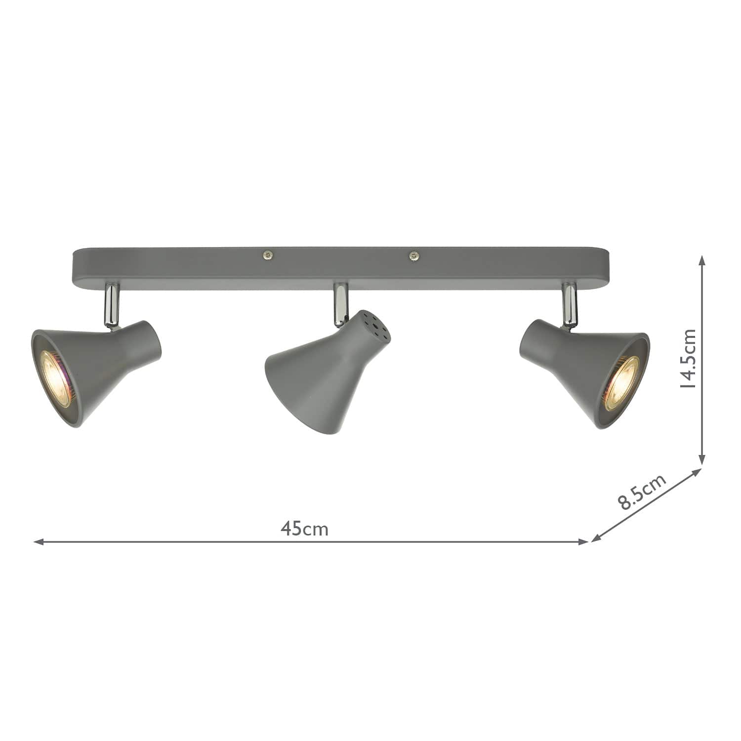 dar lighting Diza 3 Light Bar Spotlight Matt Grey DIZ7339