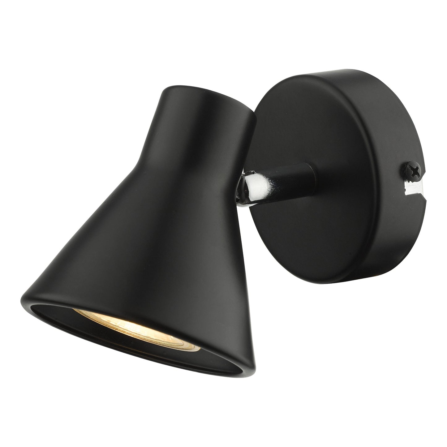 dar lighting Diza Single Wall Spotlight Matt Black Polished Chrome DIZ0722