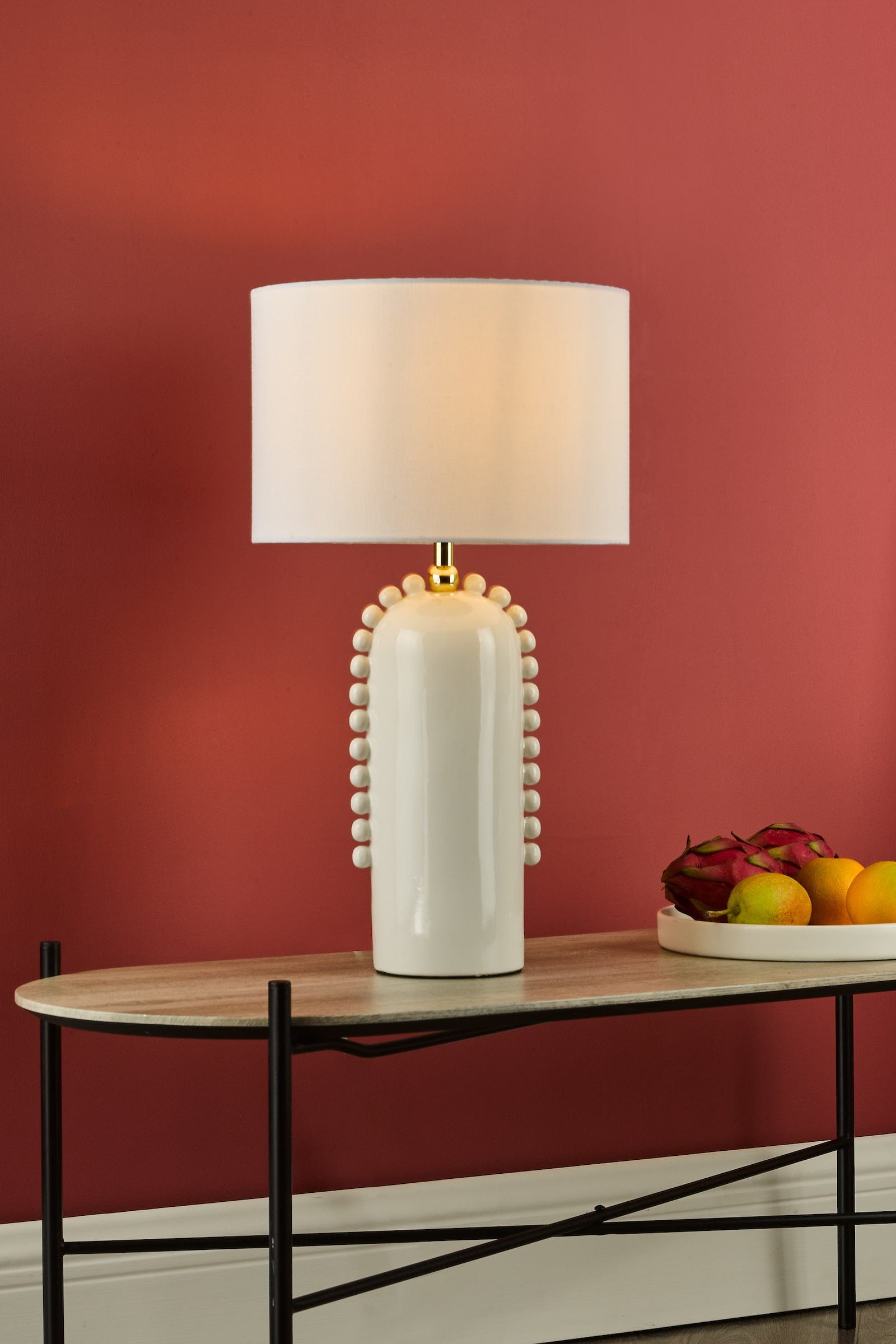 dar lighting Dolce Table Lamp White Ceramic With Shade DOL4202