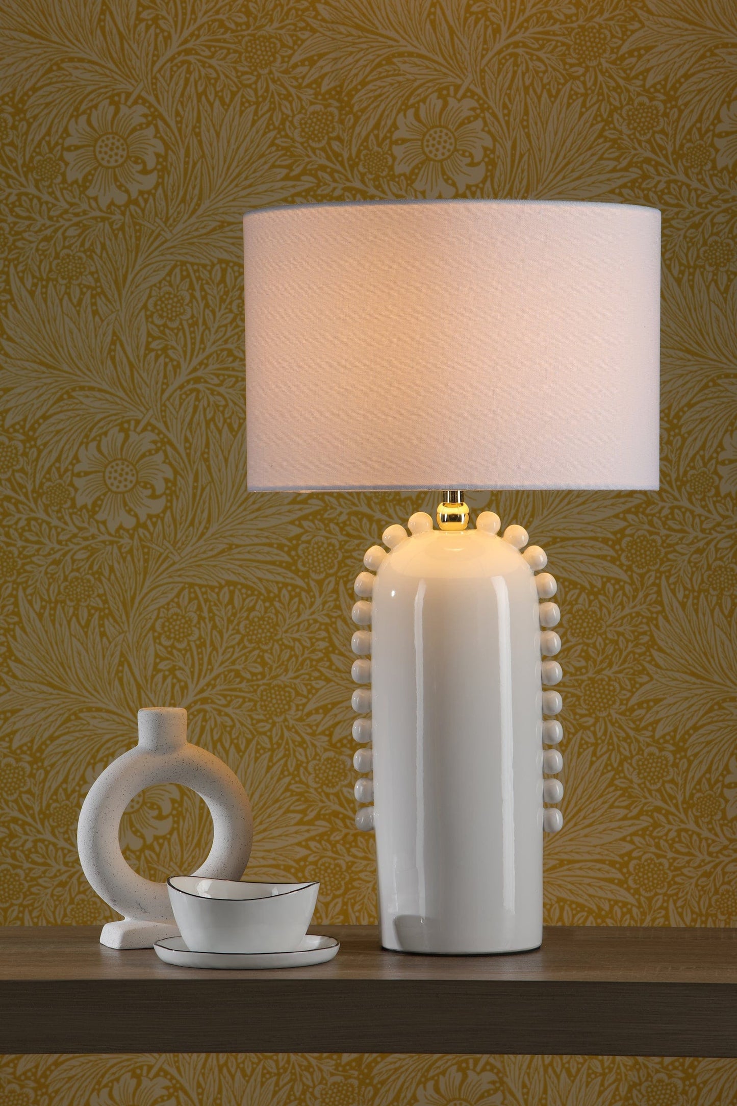 dar lighting Dolce Table Lamp White Ceramic With Shade DOL4202