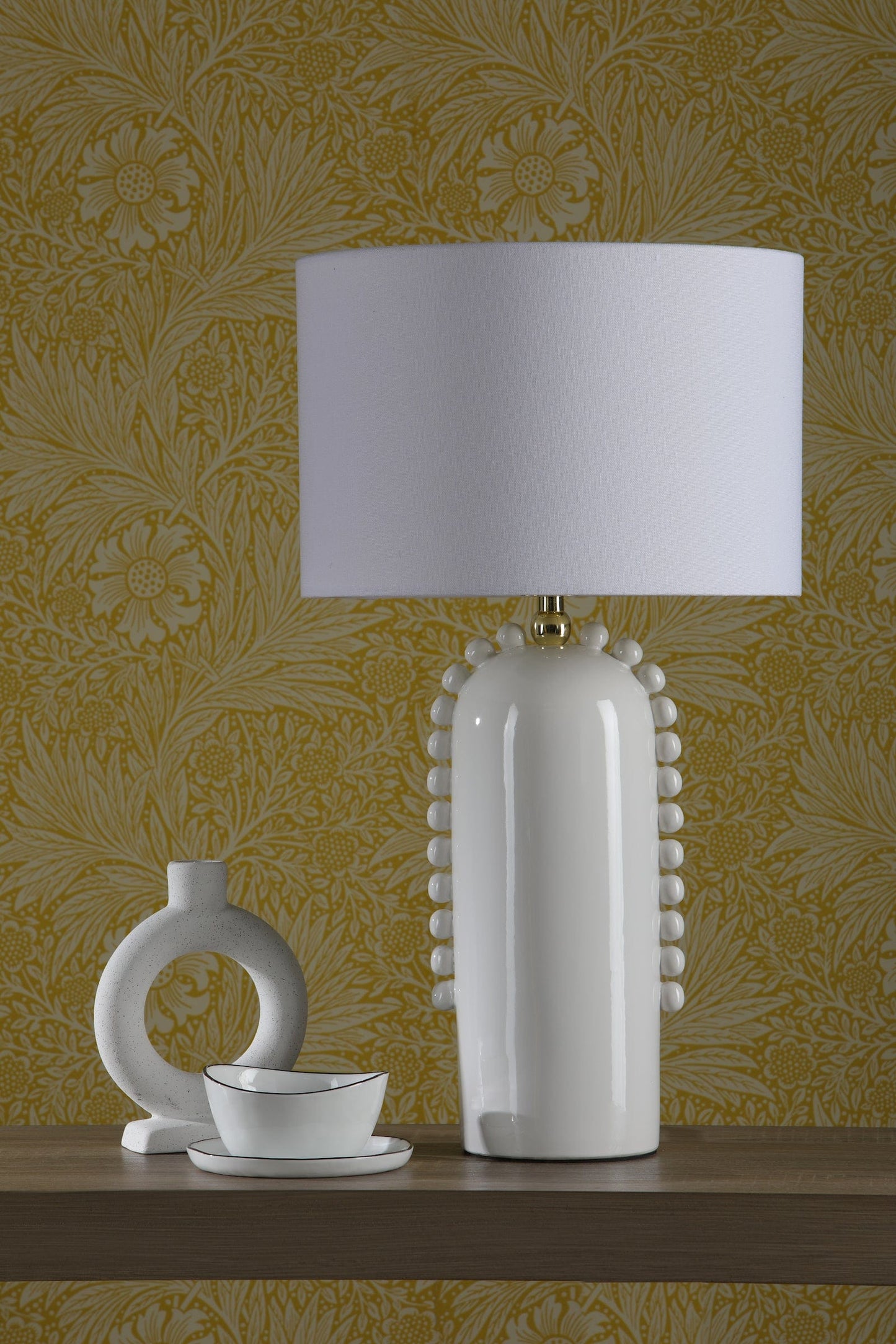 dar lighting Dolce Table Lamp White Ceramic With Shade DOL4202