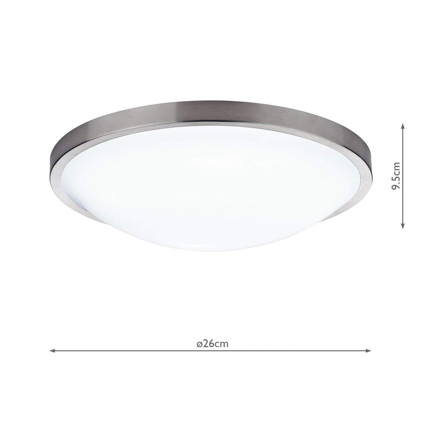 dar lighting Dover Bathroom Flush Satin Chrome White Acrylic IP44 DOV5246