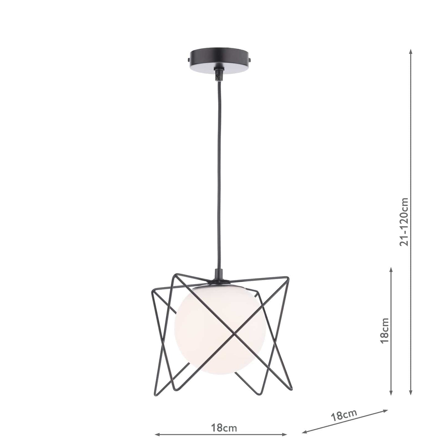 dar lighting Dreyson Pendant Matt Black and Opal Glass DRE0122