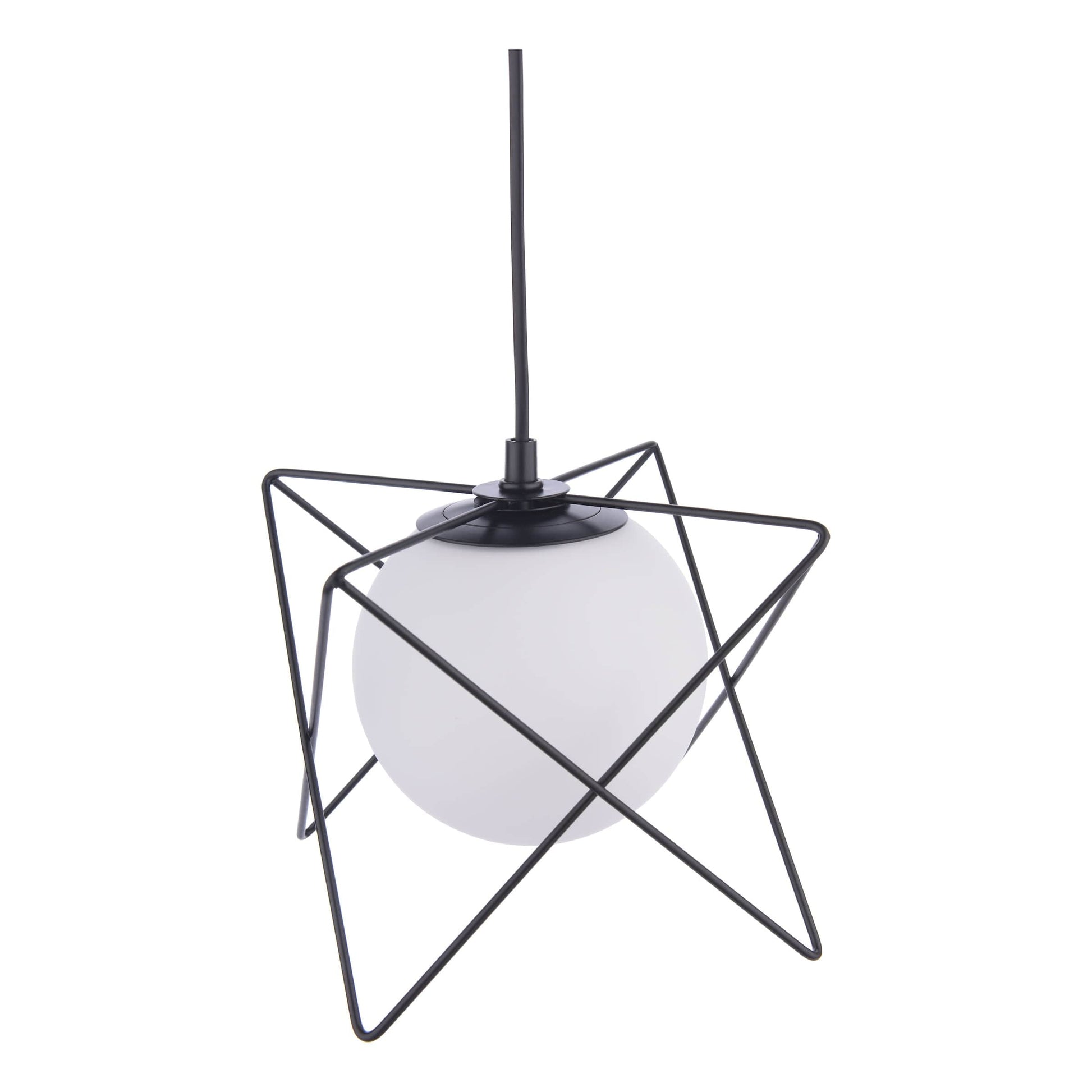 dar lighting Dreyson Pendant Matt Black and Opal Glass DRE0122