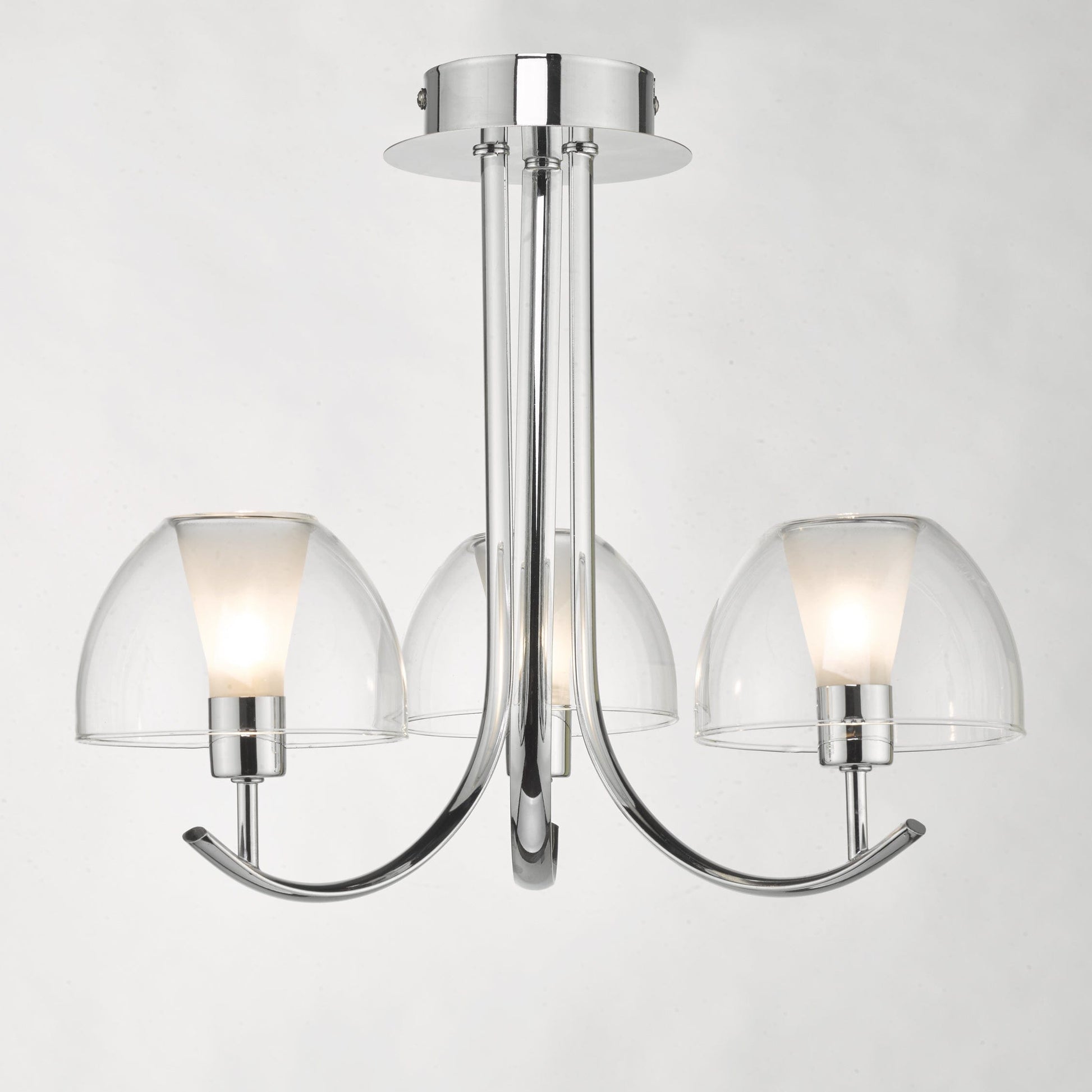 dar lighting Duana 3 Light Semi Flush Polished Chrome & Glass DUA5350