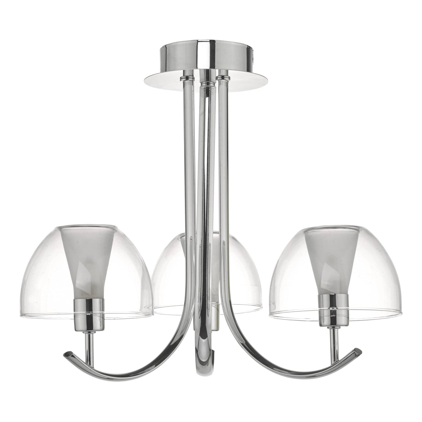 dar lighting Duana 3 Light Semi Flush Polished Chrome & Glass DUA5350