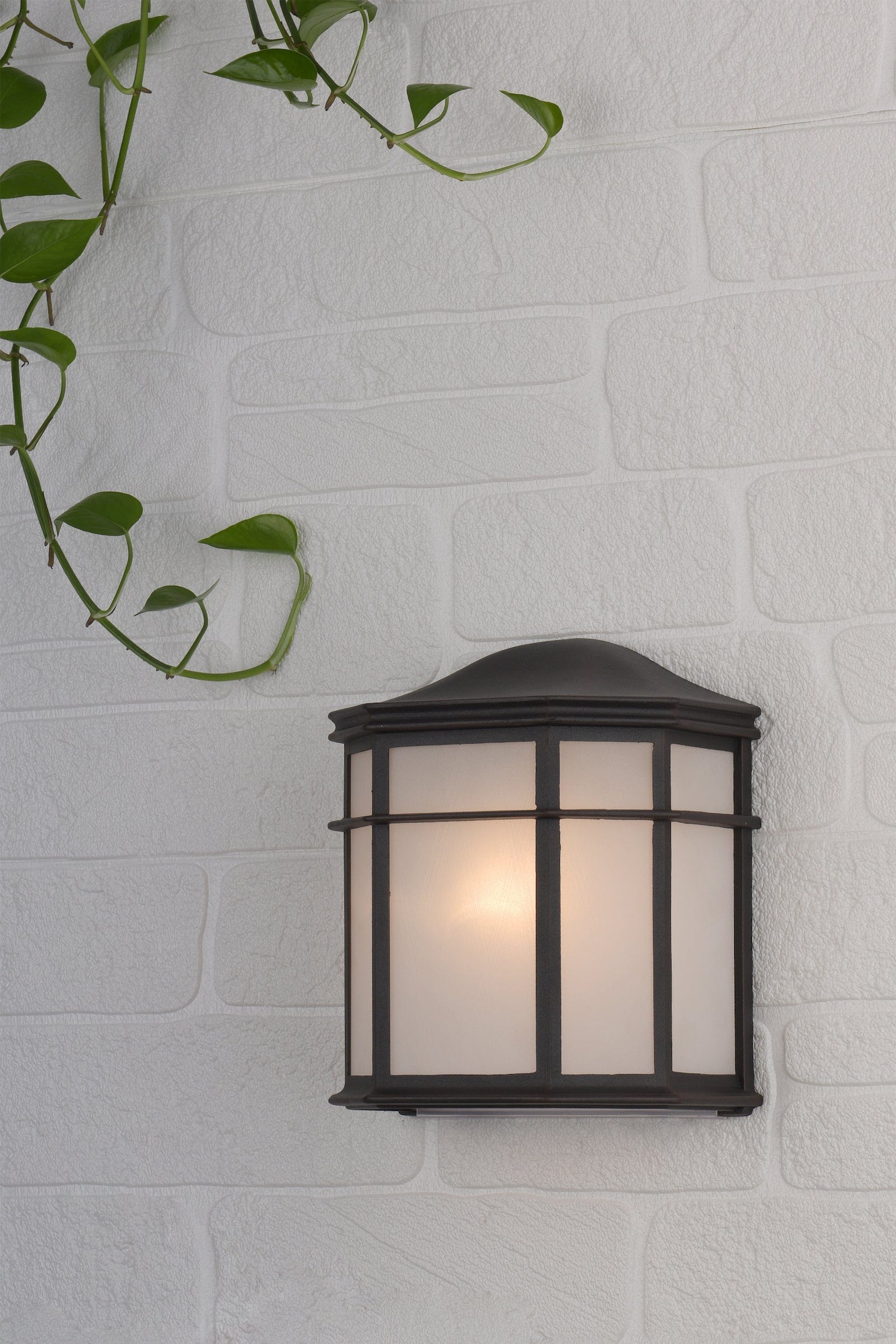 dar lighting Dulbecco Outdoor Wall Light Black Opal Acrylic IP44 DUL2122