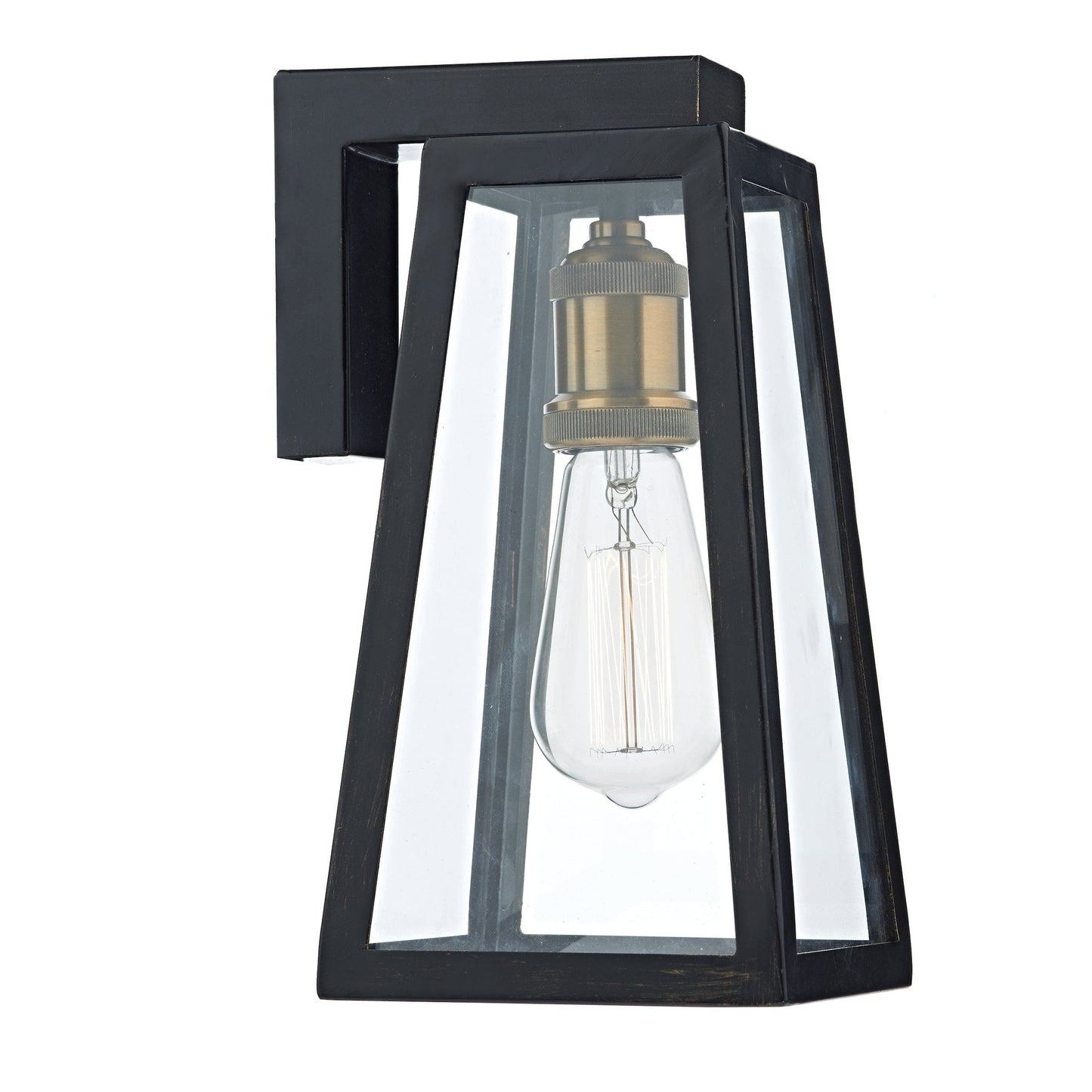 dar lighting Duval Outdoor Wall Light Black Glass IP43 DUV1522