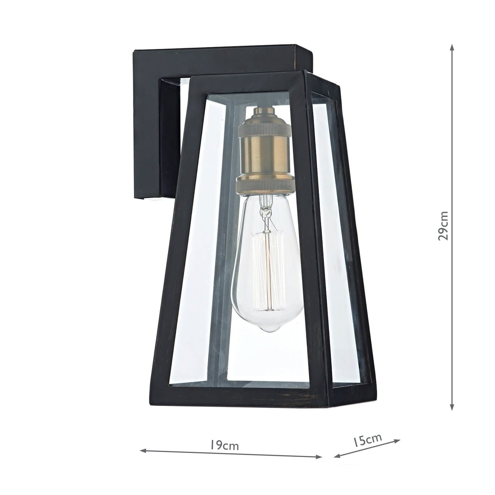 dar lighting Duval Outdoor Wall Light Black Glass IP43 DUV1522