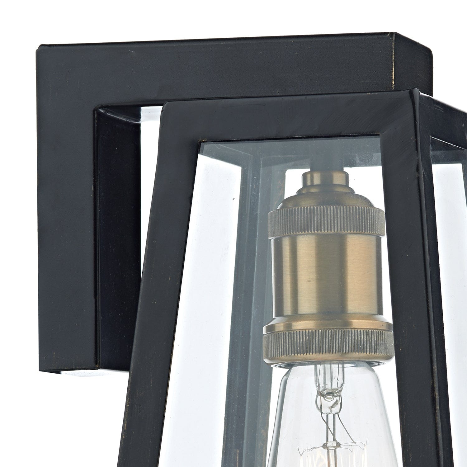 dar lighting Duval Outdoor Wall Light Black Glass IP43 DUV1522