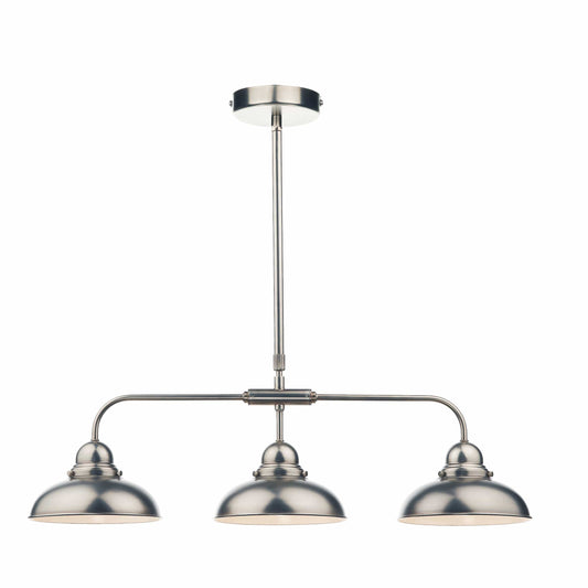 dar lighting Dynamo 3 Light Bar Pendant Antique Chrome DYN0361