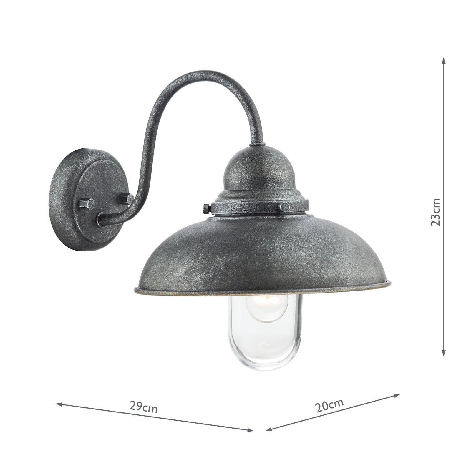 dar lighting Dynamo Outdoor Wall Light Aged Iron Glass IP44 DYN0737