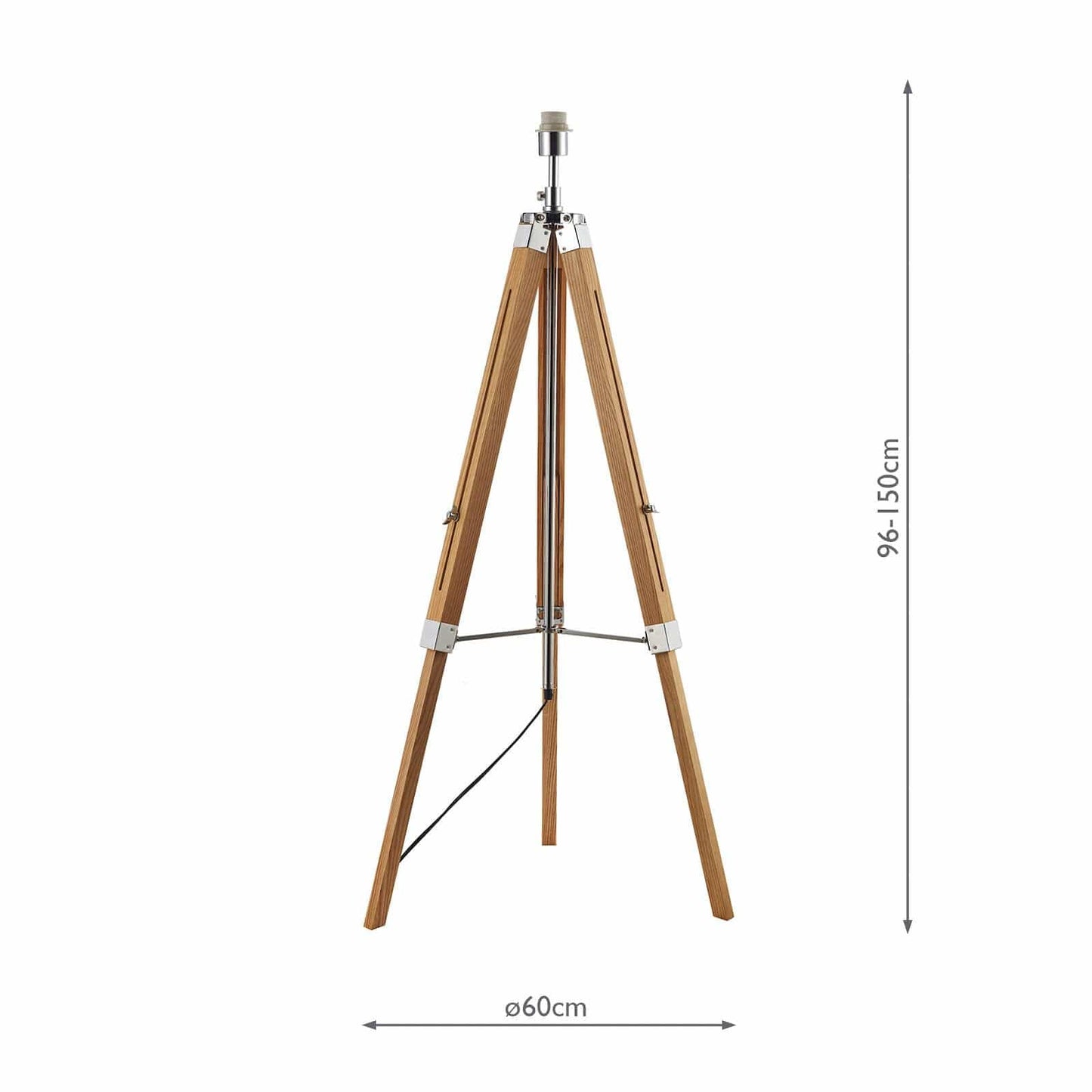 dar lighting Easel Tripod Floor Lamp Light Wood Polished Chrome Base Only EAS4943
