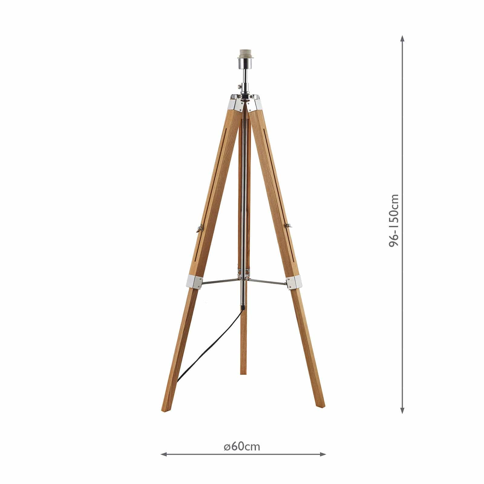 dar lighting Easel Tripod Floor Lamp Light Wood Polished Chrome Base Only EAS4943