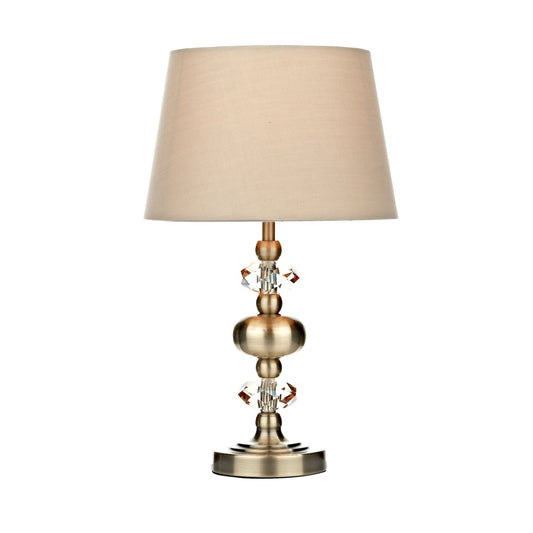 dar lighting Edith Touch Table Lamp Antique Brass complete with Shade EDI4175