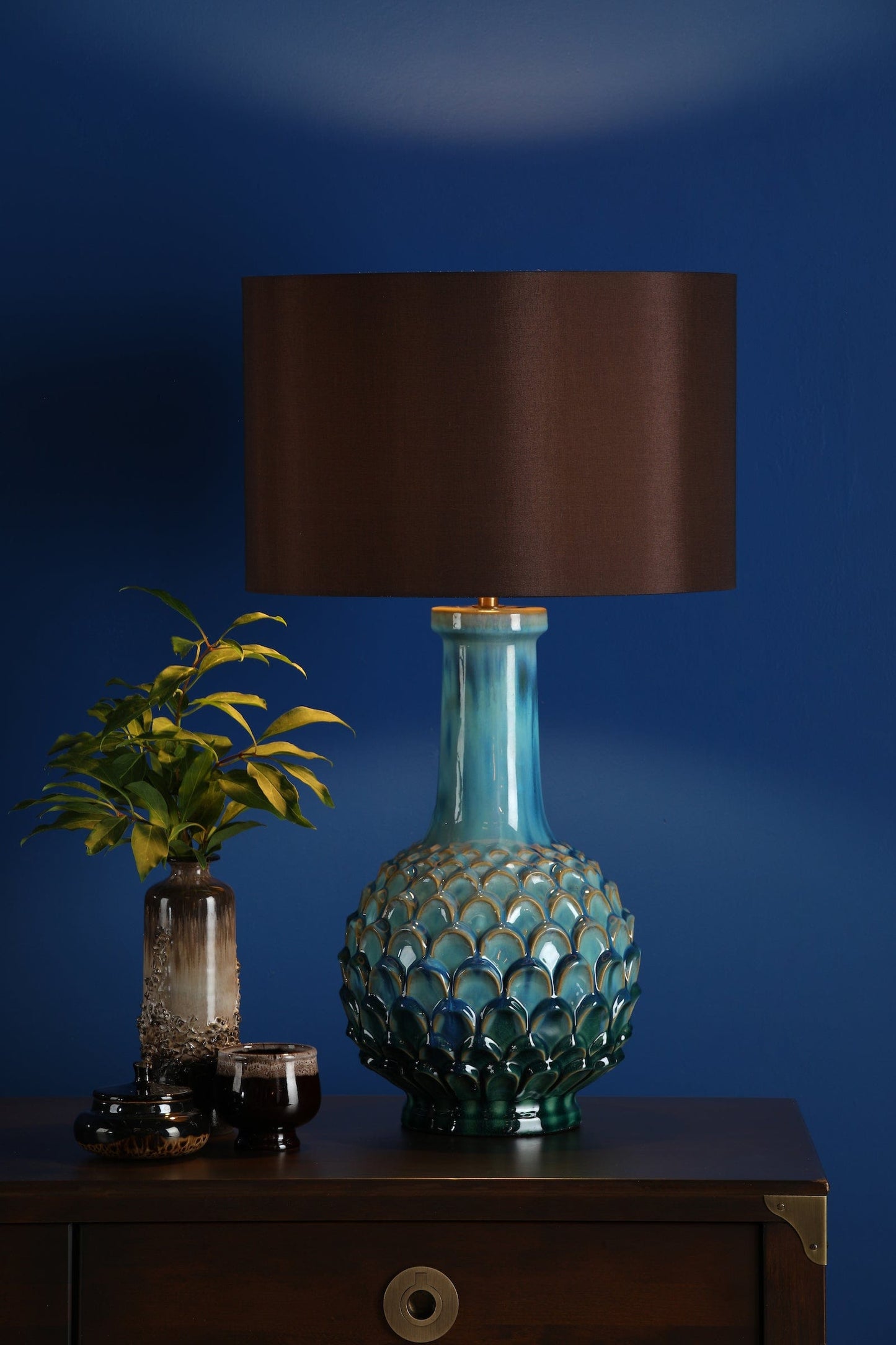 dar lighting Edlyn Table Lamp Blue Reactive Glaze Base Only EDL4223