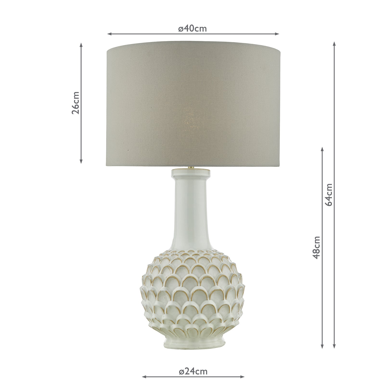 dar lighting Edlyn Table Lamp White Reactive Glaze Base Only EDL422