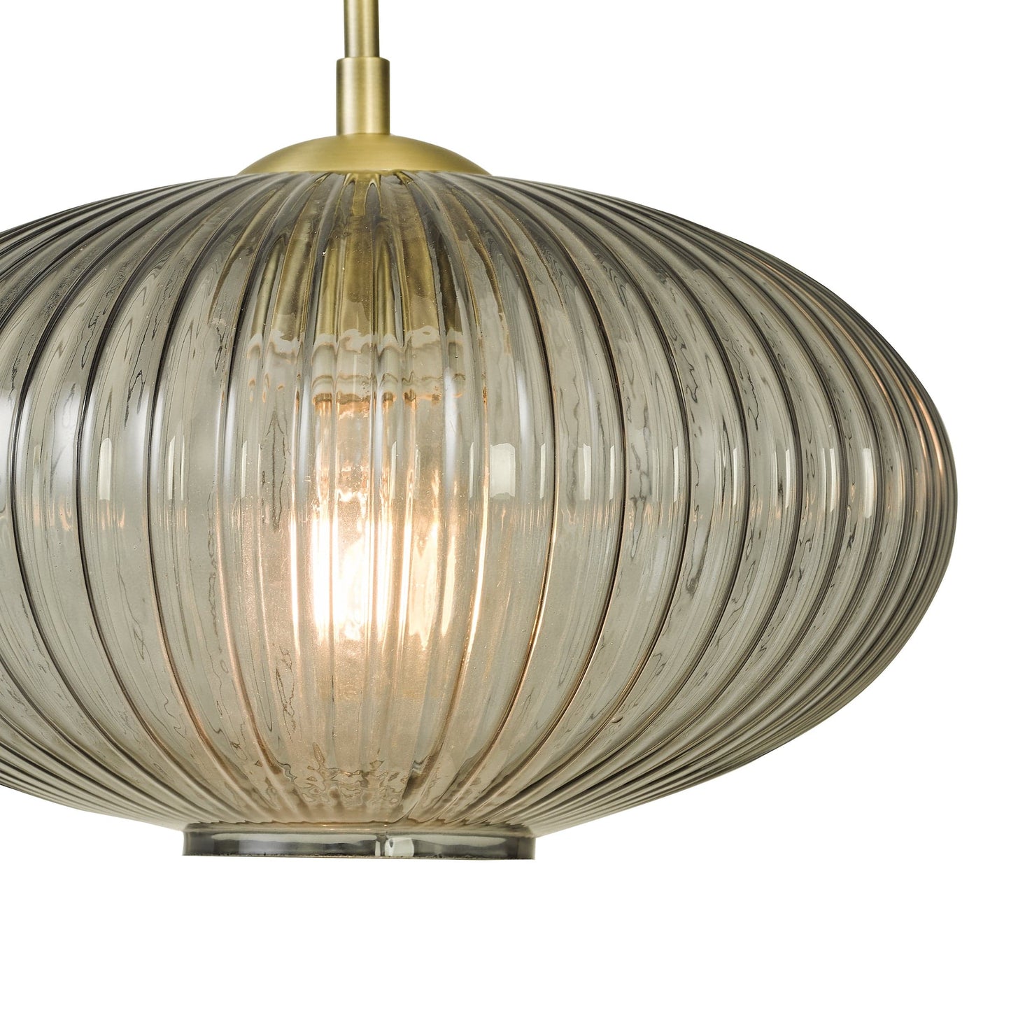 dar lighting Edmond 1 Light Pendant Smoked Glass Antique Brass Detail EDM0175