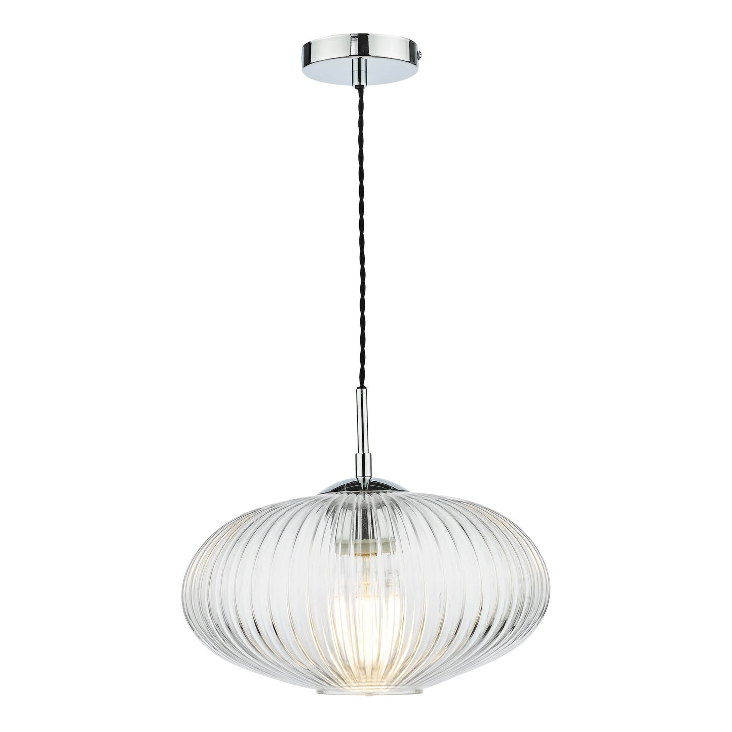 dar lighting Edmond 1 Light Single Pendant Polished Chrome Ribbed Glass EDM0150