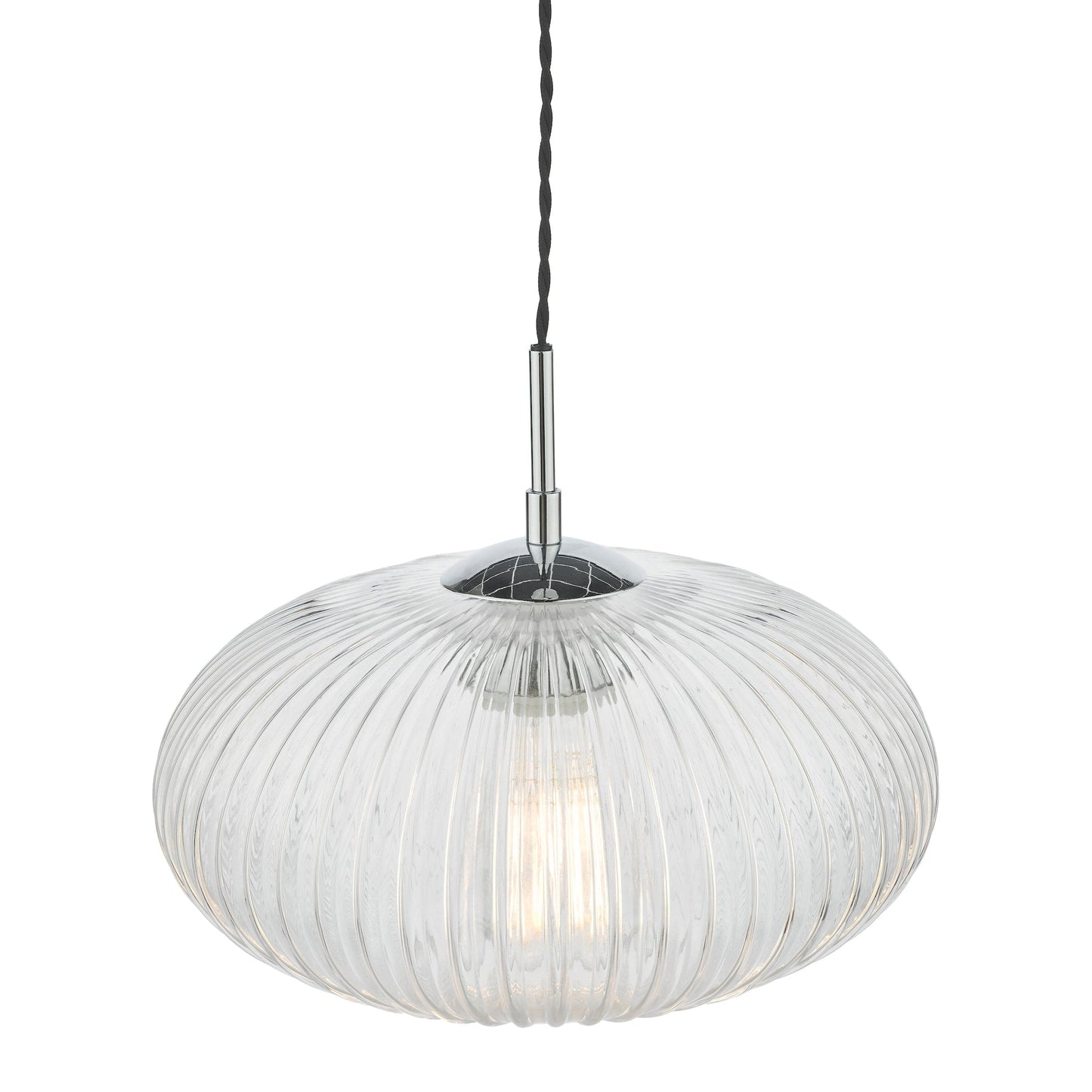 dar lighting Edmond 1 Light Single Pendant Polished Chrome Ribbed Glass EDM0150