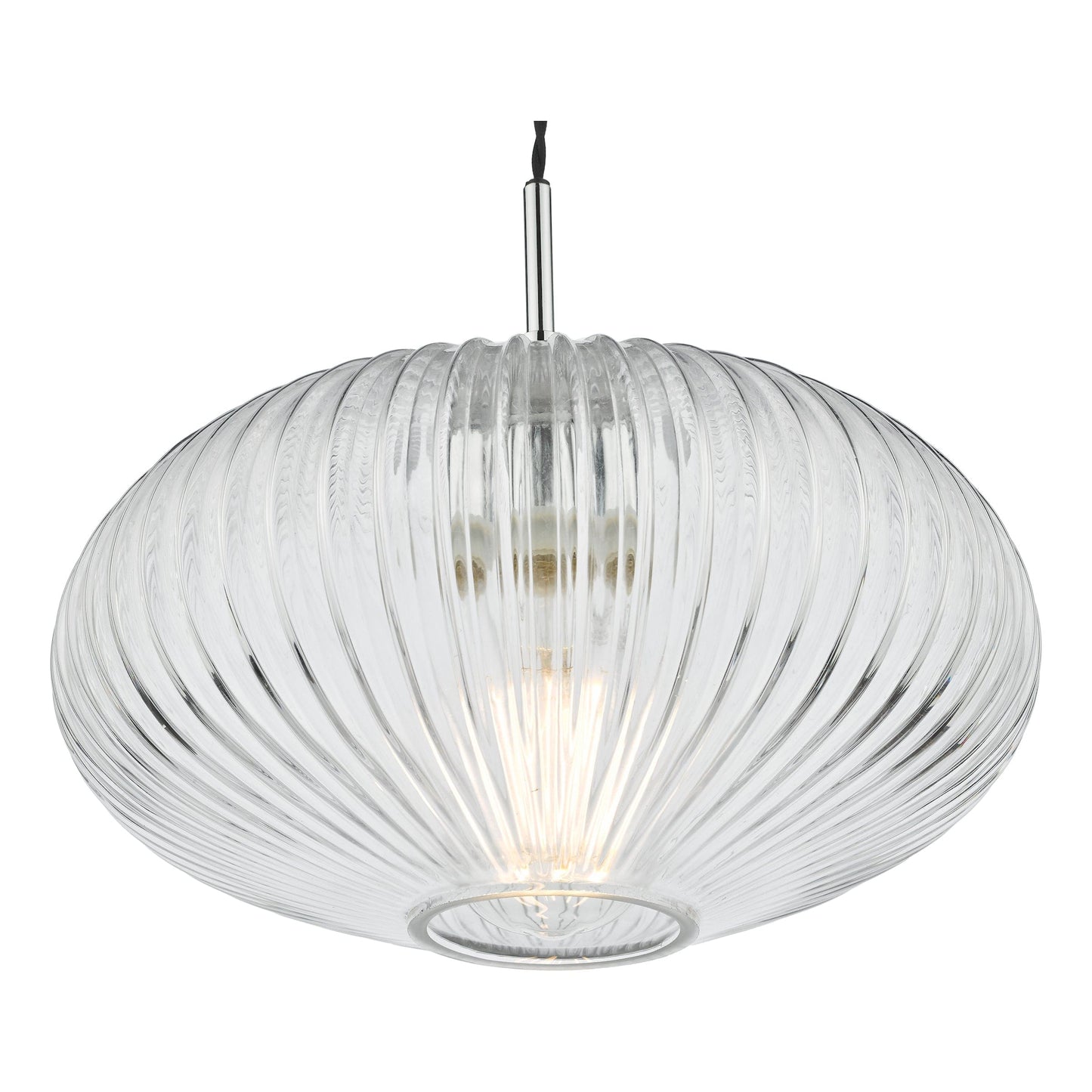 dar lighting Edmond 1 Light Single Pendant Polished Chrome Ribbed Glass EDM0150