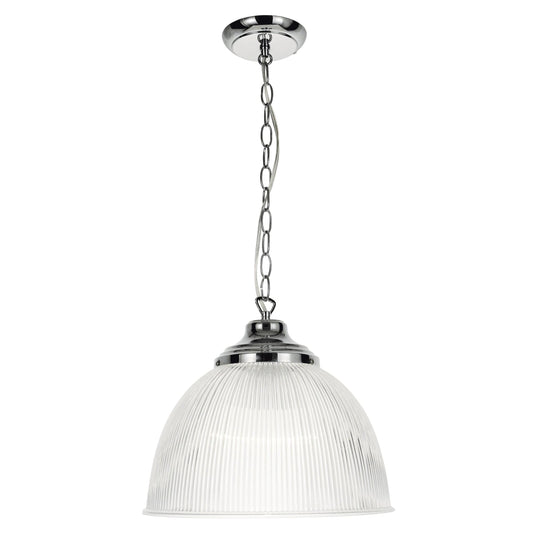 dar lighting Edna Pendant Ribbed Glass Polished Chrome EDN0108