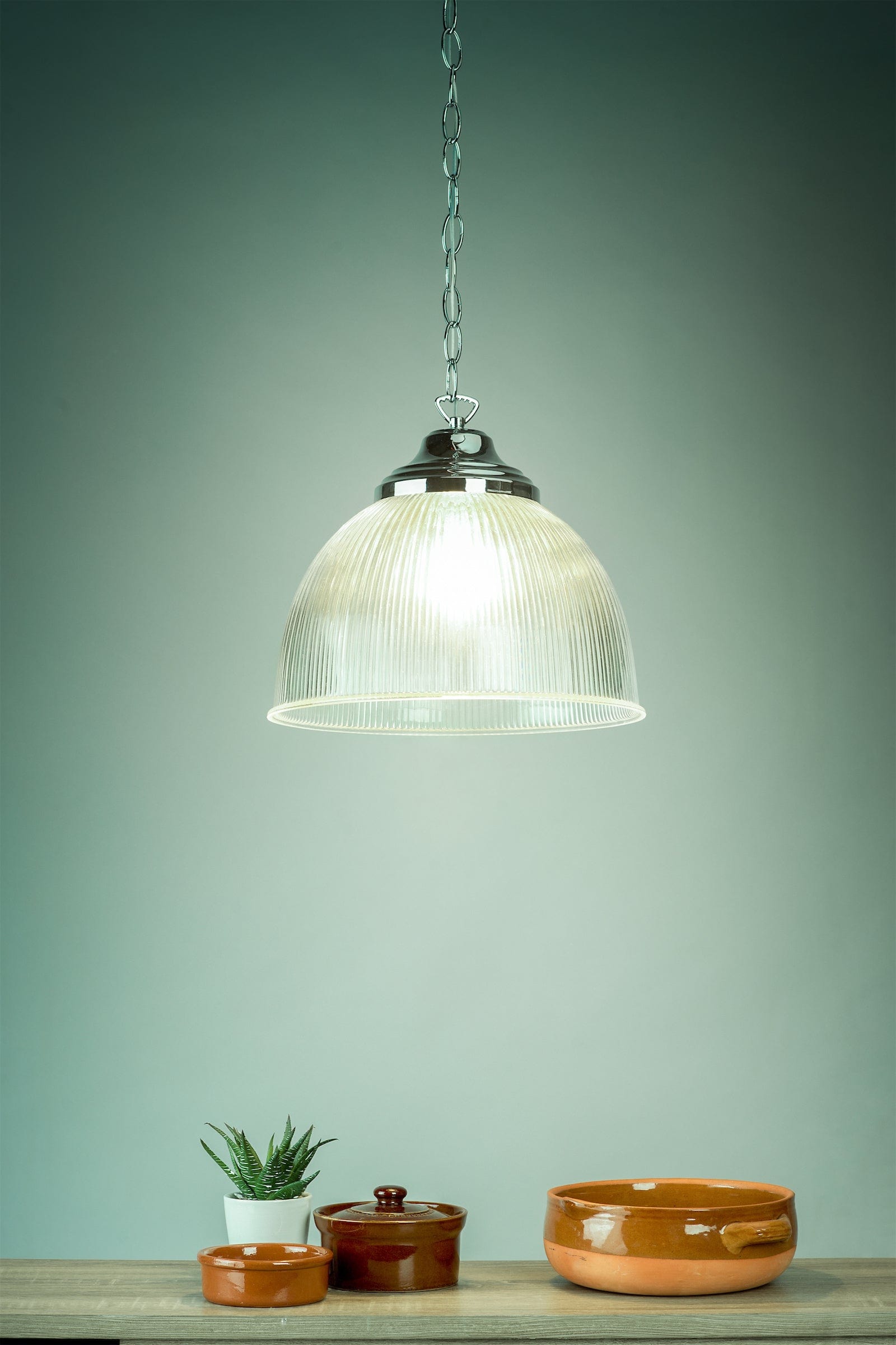 dar lighting Edna Pendant Ribbed Glass Polished Chrome EDN0108